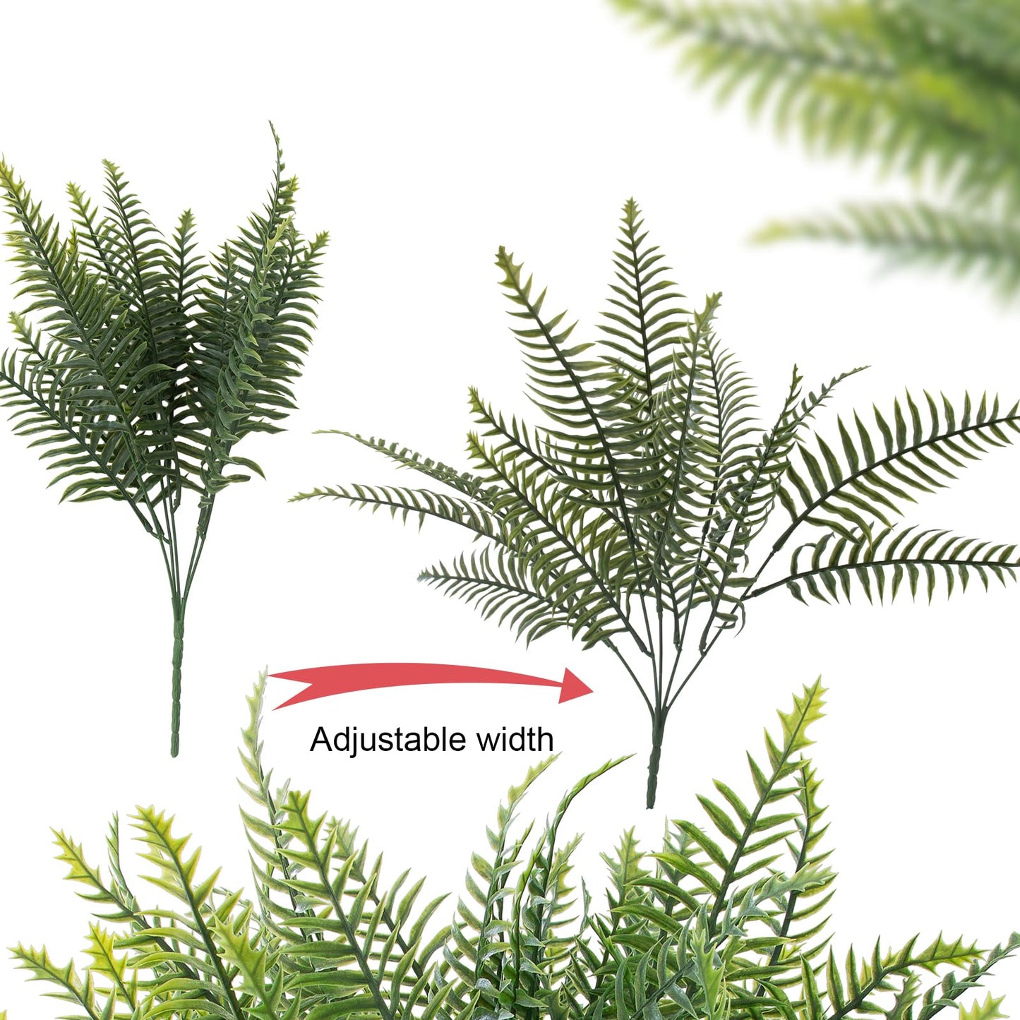 lovemoon 24 Pcs Fake Ferns for Outdoors UV Resistant Faux Fern Plants, Artificial Greenery Fern Bushes for Indoor Garden, Porch & Patio Greenery Decor (24, Green)