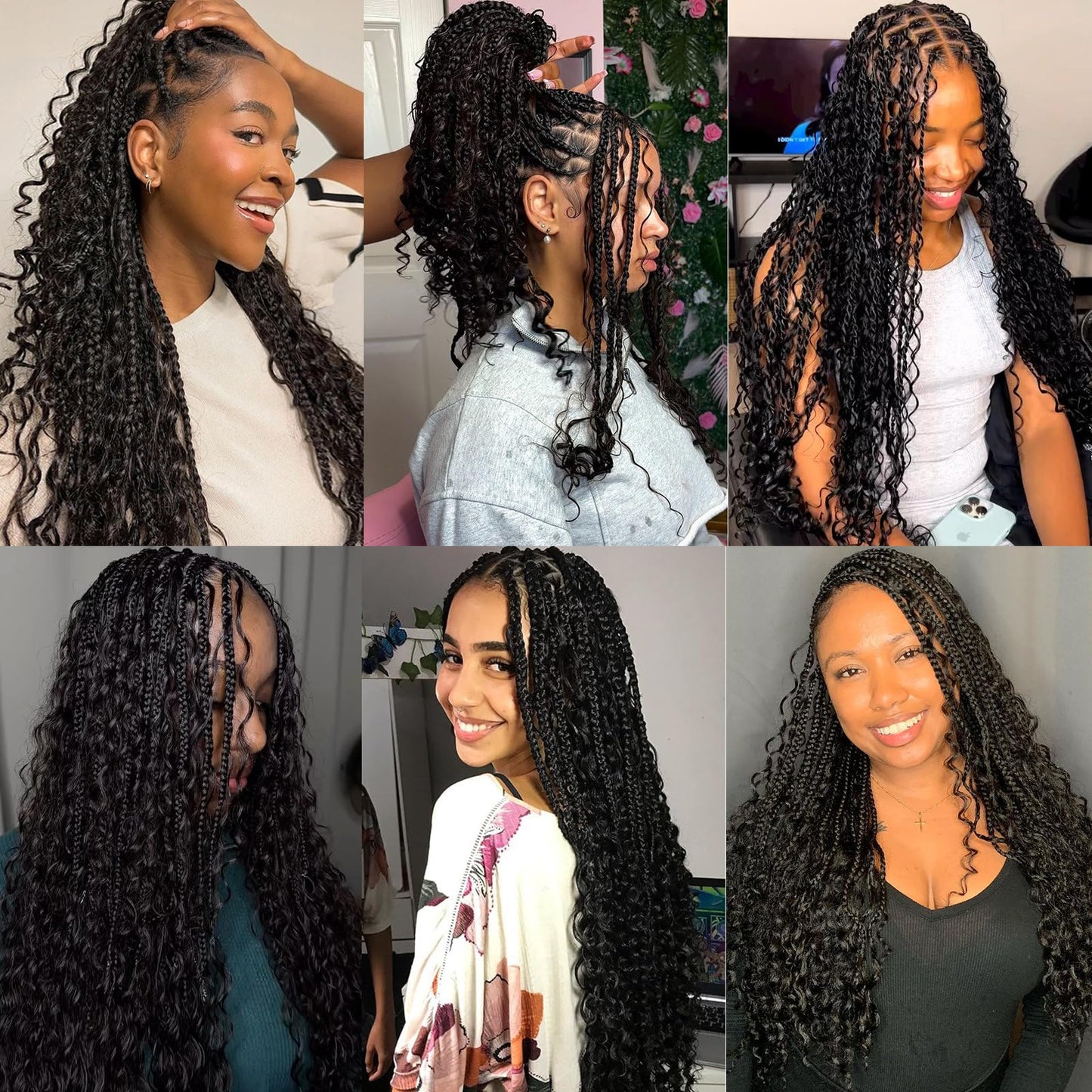 100 Percent Human Braiding Hair for Boho Braids - 24 Inch Curly Human Hair, 2 Bundles, 100g, Deep Wave, Knotless Braids (1B, 24inch)
