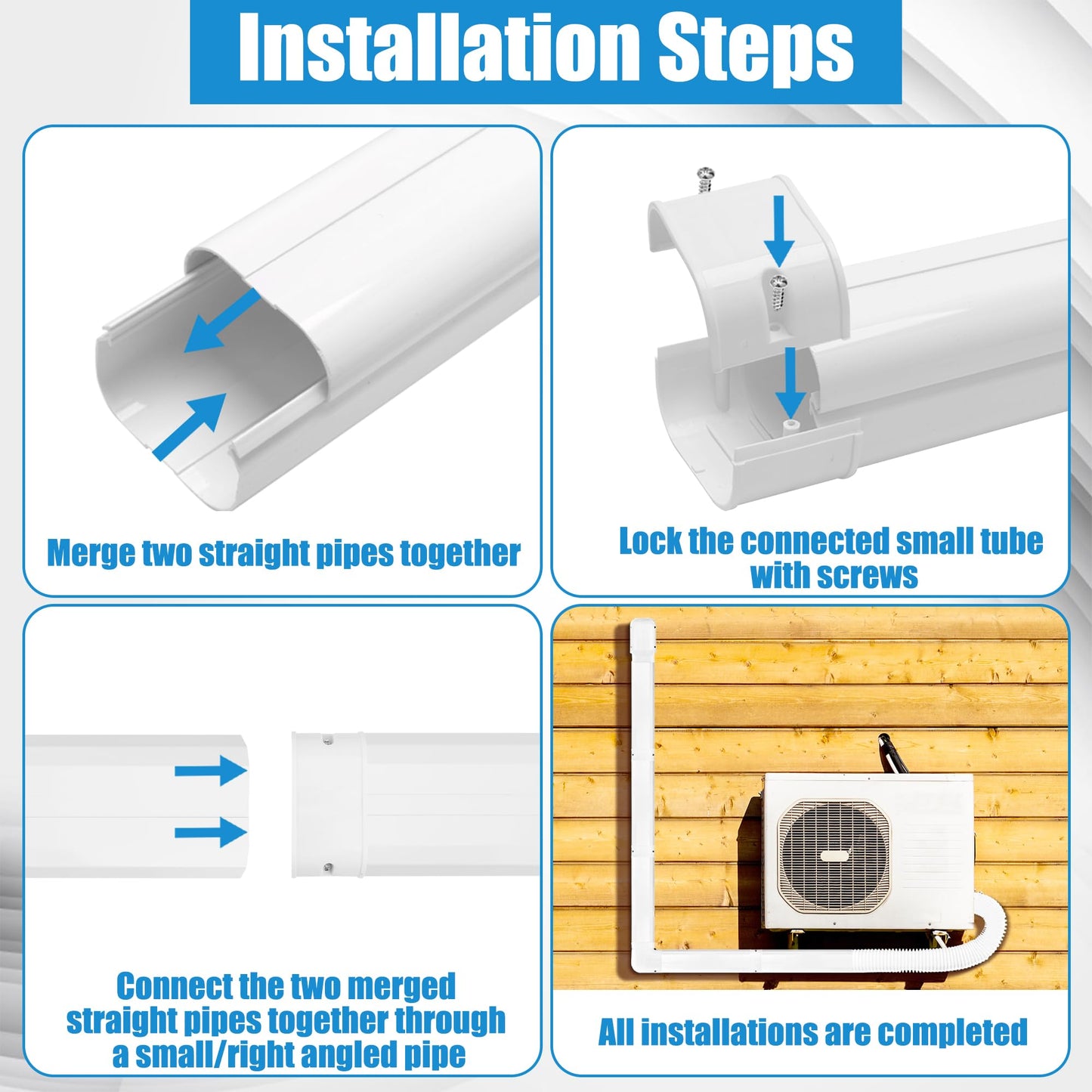 Windspeed 4" 10Ft Mini Split Line Set Cover Upgrade Mini Split Covers for Outside Units Mini Split Cover Suitable for Mini Split, Air Conditioner, Central AC, HAVC and Heat Pumps