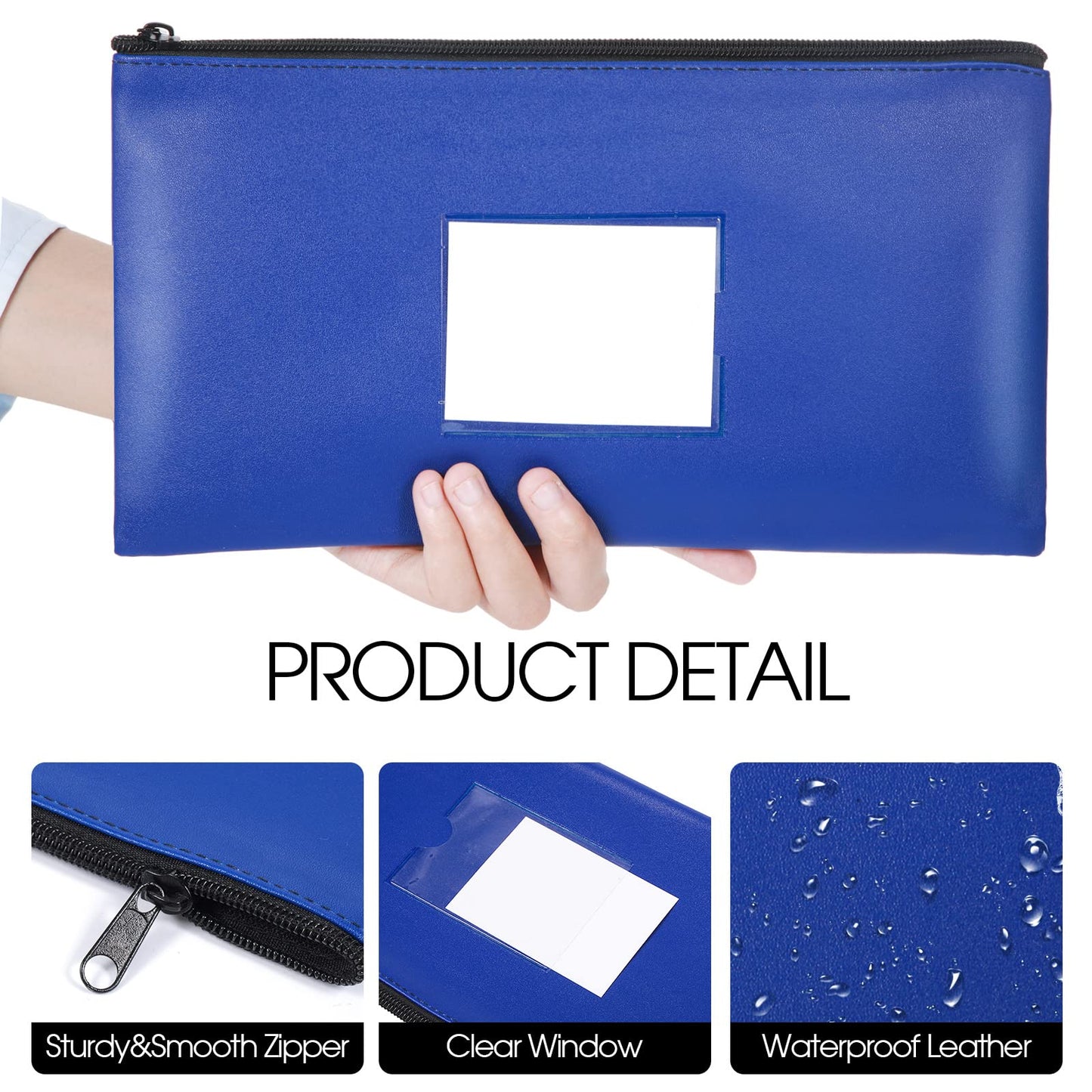 30 Pieces Money Bank Bag with Zipper Pouch for Cash 11 x 6 Inch Security Bank Deposit Bag with Clear Window Leatherette Money Cash Coin Wallet(Multicolor)