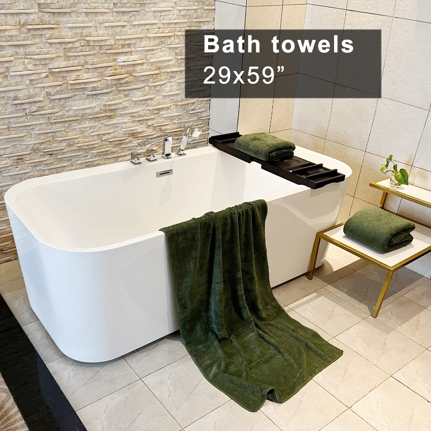 YTYC Towels,29x59 Inches Extra Large Bath Towels for Bathroom Super Soft Quick Dry Light Weight Waffle Microfiber Shower Towels 80% Polyester 20% Nylon (Olive Green,4 Piece)