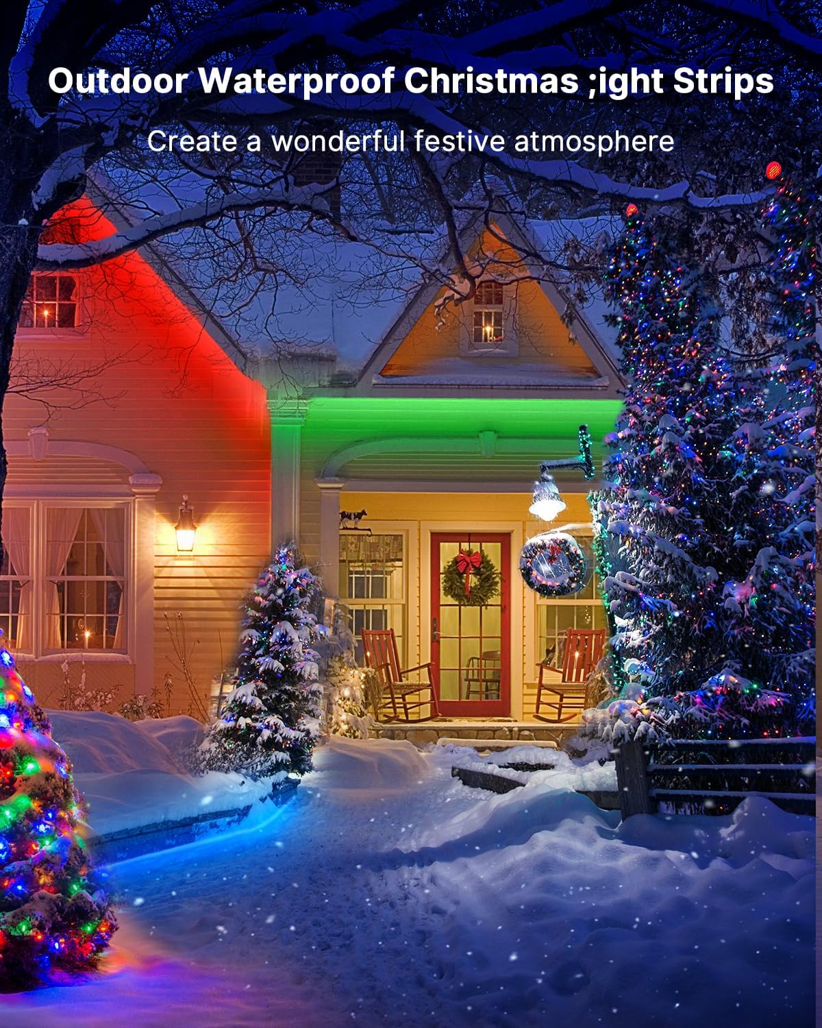 MuliVid 100FT Outdoor LED Strip Lights Waterproof (2 Rolls of 50ft) IP65 Led Strip Lights with Remote, RGB Color Changing Christmas Rope Lights for Outside