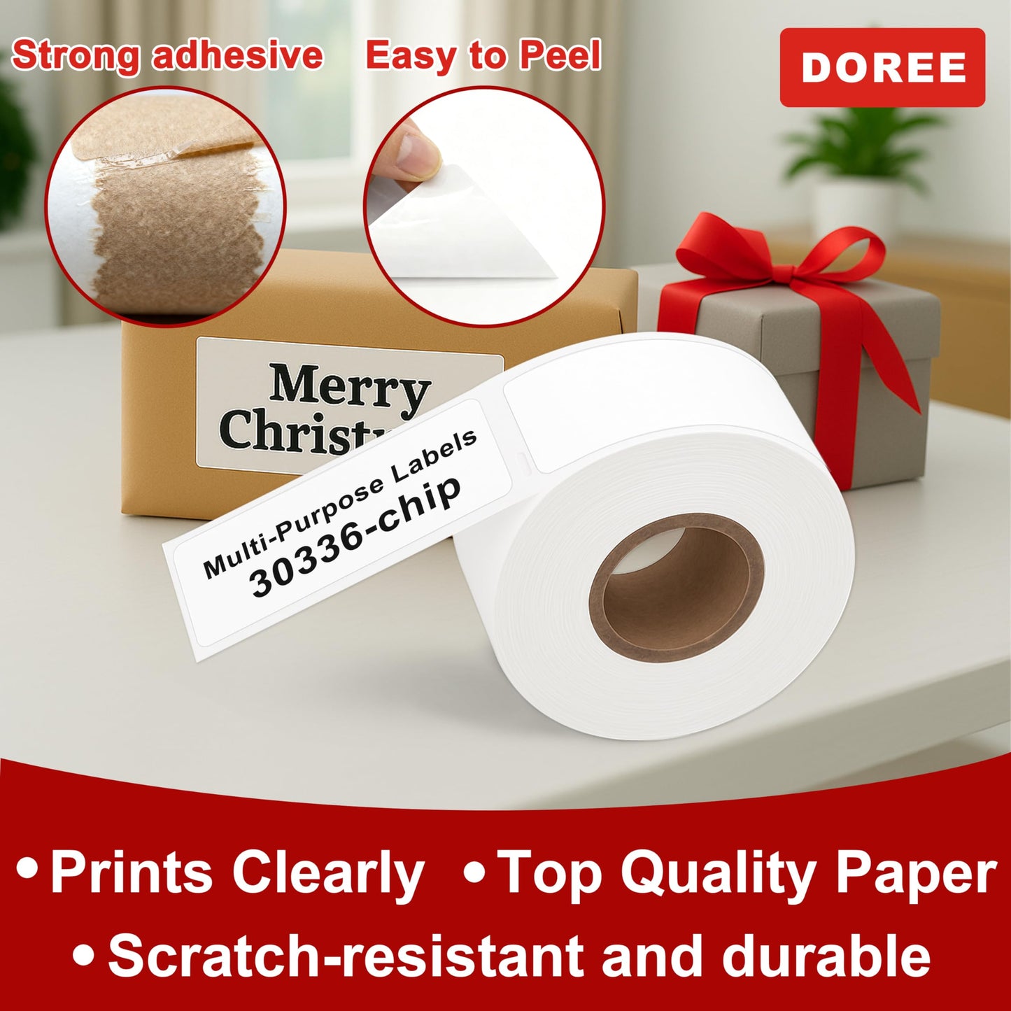 DOREE 6-Roll 1" x 2-1/8" Multi-Purpose Labels 30336 S0722520 with chip Compatible with Dymo LabelWriter 5XL,550,500,4XL, 450,450 Duo (Thermal Labels, White, 1" x 2-1/8", 6 Rolls Total 3000)