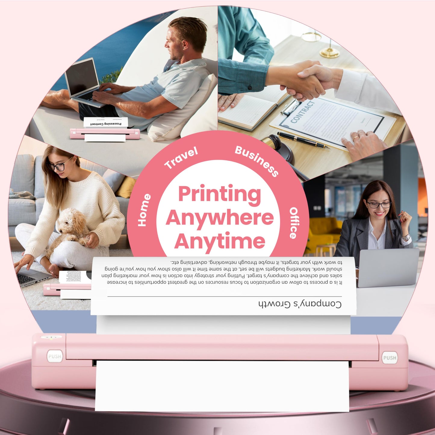 Phomemo Portable Printers Wireless for Travel, Support 8.5" X 11" Thermal Paper, Bluetooth Thermal Printer Compatible with iOS, Android & Laptop, Inkless Mobile Printer for Office, Home, School