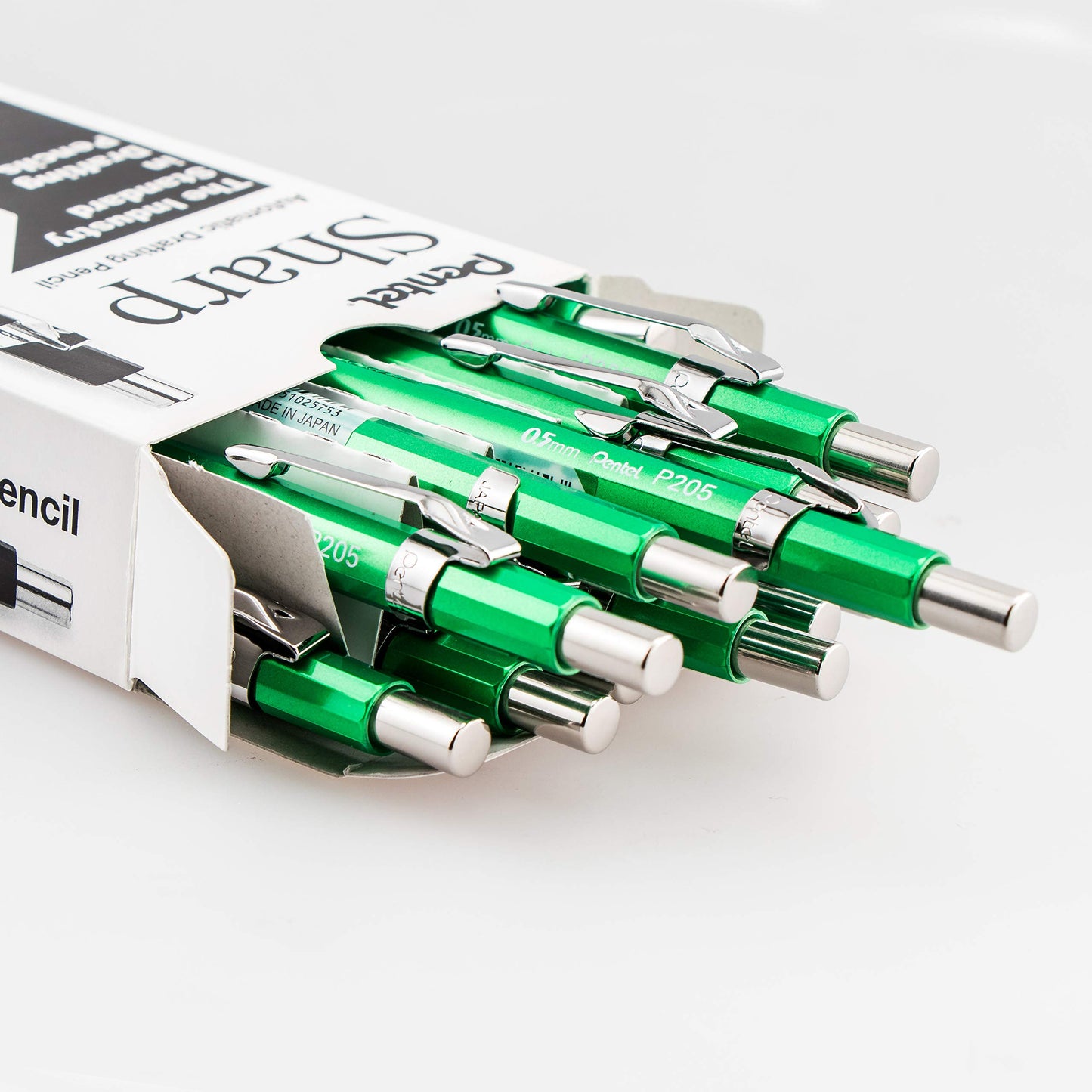 Pentel Sharp Mechanical Pencil, (0.5mm), Metallic Green Barrel, Box of 12 (P205MD)
