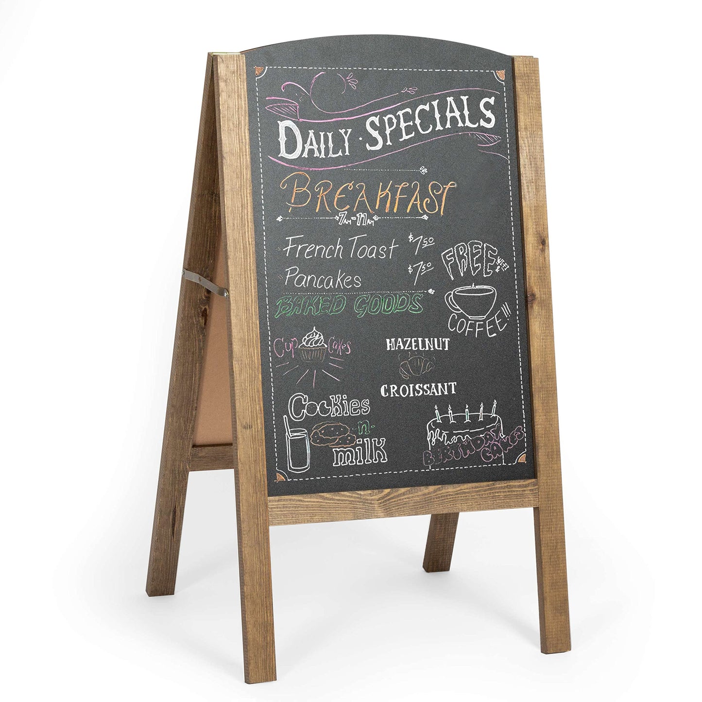 Ilyapa Wooden A-Frame Chalkboard Sidewalk Signs with Rounded Top - 20 x 40 Inches Barnwood Chalkboard - Sturdy Freestanding 20x40 Menu Display Board