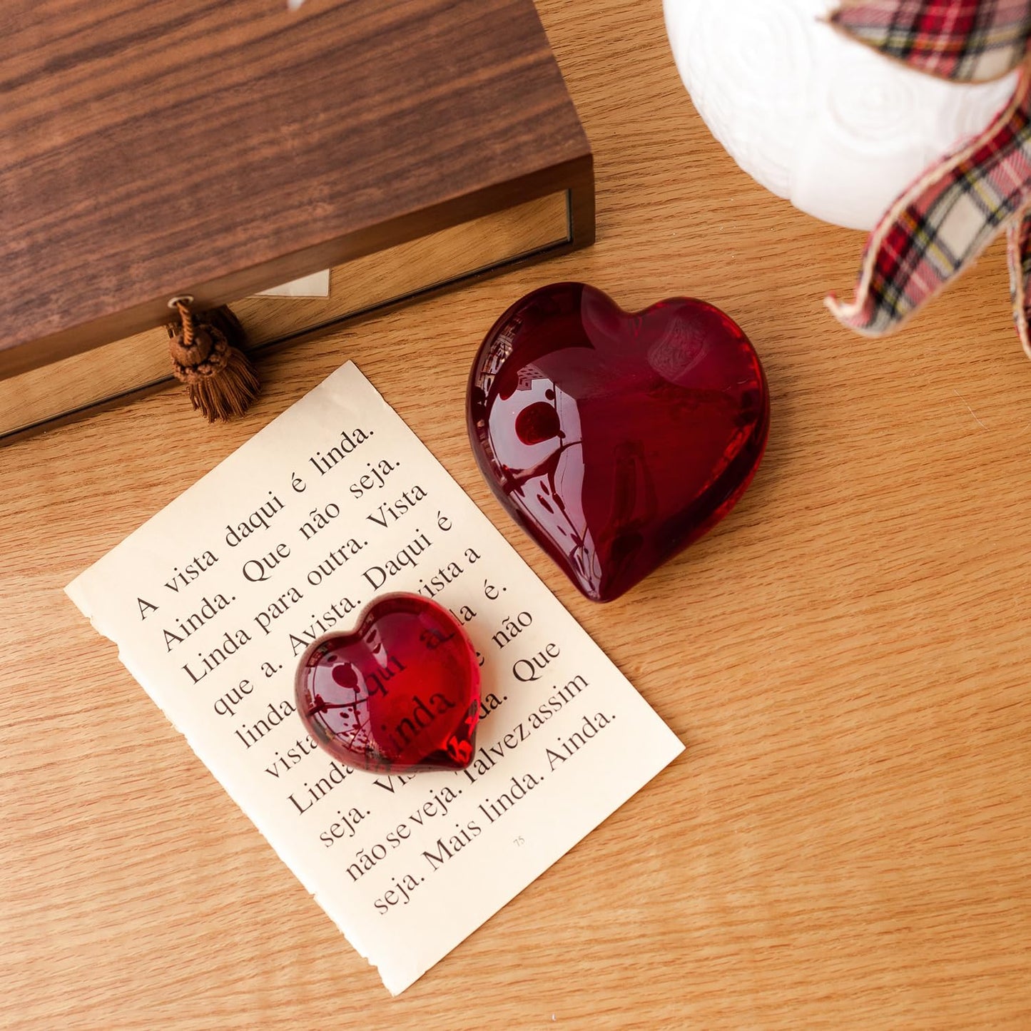 Ca D Oro Mother’s Day Small Red Glass Heart Paperweight – Hand Blown Murano-Style Glass Heart Ornament, Handmade Art Gift for Mom, Home Decor, Expressing Love for Mothers