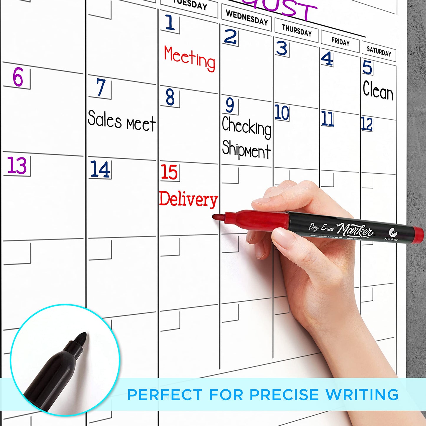 Large White Board Calendar 36"x48" Dry Erase Calendar for Wall Big Dry Erase Wall Calendar Yearly Monthly Wall Calendar Dry Erase Board Planner Includes 6 Markers Eraser Push Pins & Mounting Tape