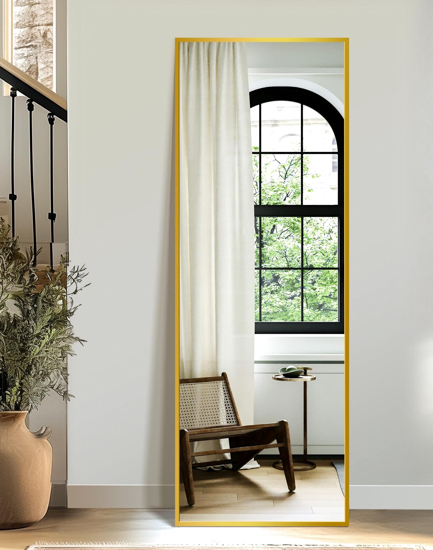 TRAHOME Standing Mirror Full Length Mirror,15" x 56" Large Floor Mirror with Aluminium Frame for Door Bedroom Bathroom Living Room(Gold)