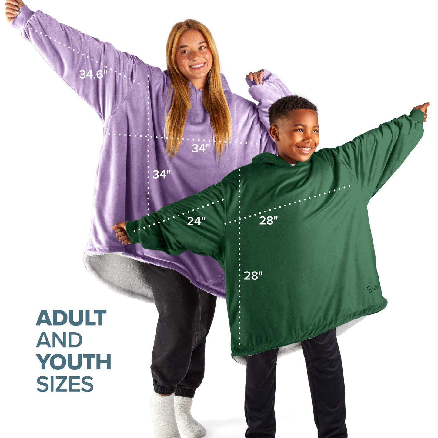 Bare Home Sherpa Fleece Wearable Blanket - Oversized Wearable Blanket Hoodie - Adult Size - Warm & Cozy - Soft Hoodie - Comfortable Sweatshirt with Two Zipper Pockets (Adult, Forged Iron Grey)