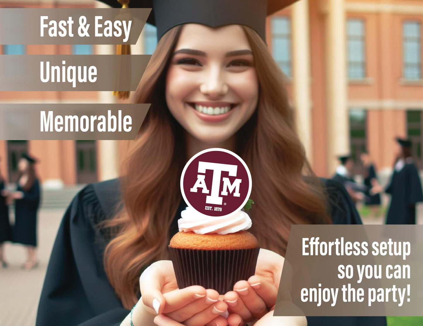 Texas A&M Party Supplies for TAMU Football, Birthday Gift, Graduation Party Banner and Cake Toppers (42 Pieces)(Texas A&M Aggies)