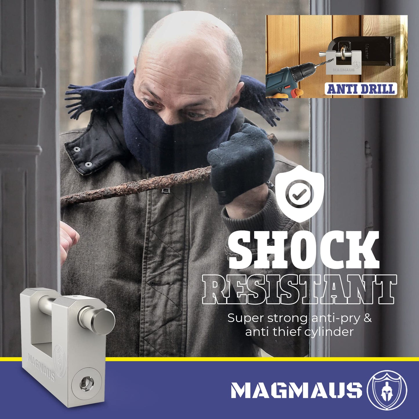 Magmaus® RTL70 Heavy Duty Lock for Shipping Container - [Weatherproof] - Secure Outdoor Lock for Storage Unit, Gate, Shed, Fence, Door - 3 Keys