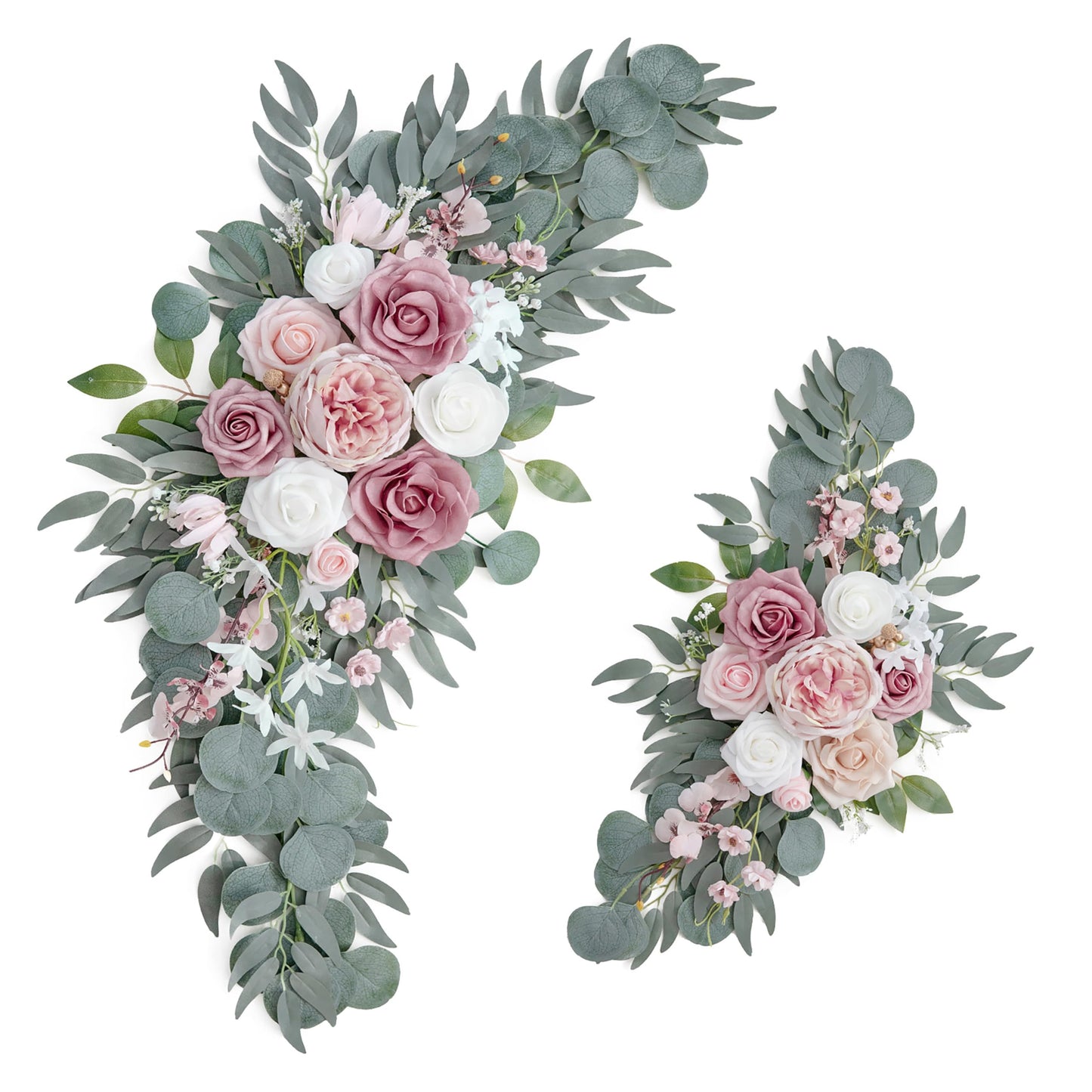 PONATIA Small Wedding Arch Flowers (Pack of 2), Artificial Dusty Rose Flowers for Wedding Welcome Signs Decorations and Arch Flower For Wedding Ceremony Reception (Dusty Rose & Blush)