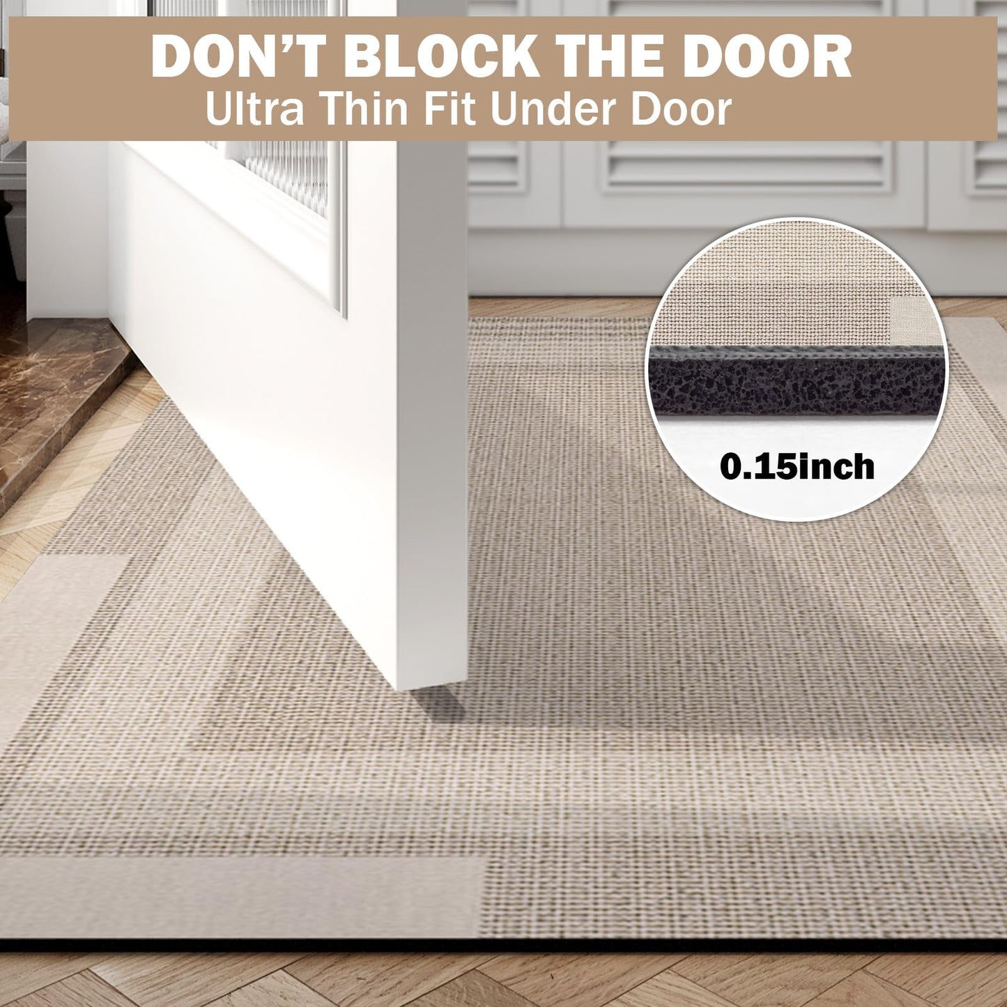 YDKGL Non Slip Bath Mat, Rubber Backing Ultra Thin Bathroom Rugs Fit Under Door Quick Dry Super Absorbent Washable Bath Rug Shower Mat for Bathroom Floor Bathtub Shower Sink, Easy Care Beige 20"x 32"