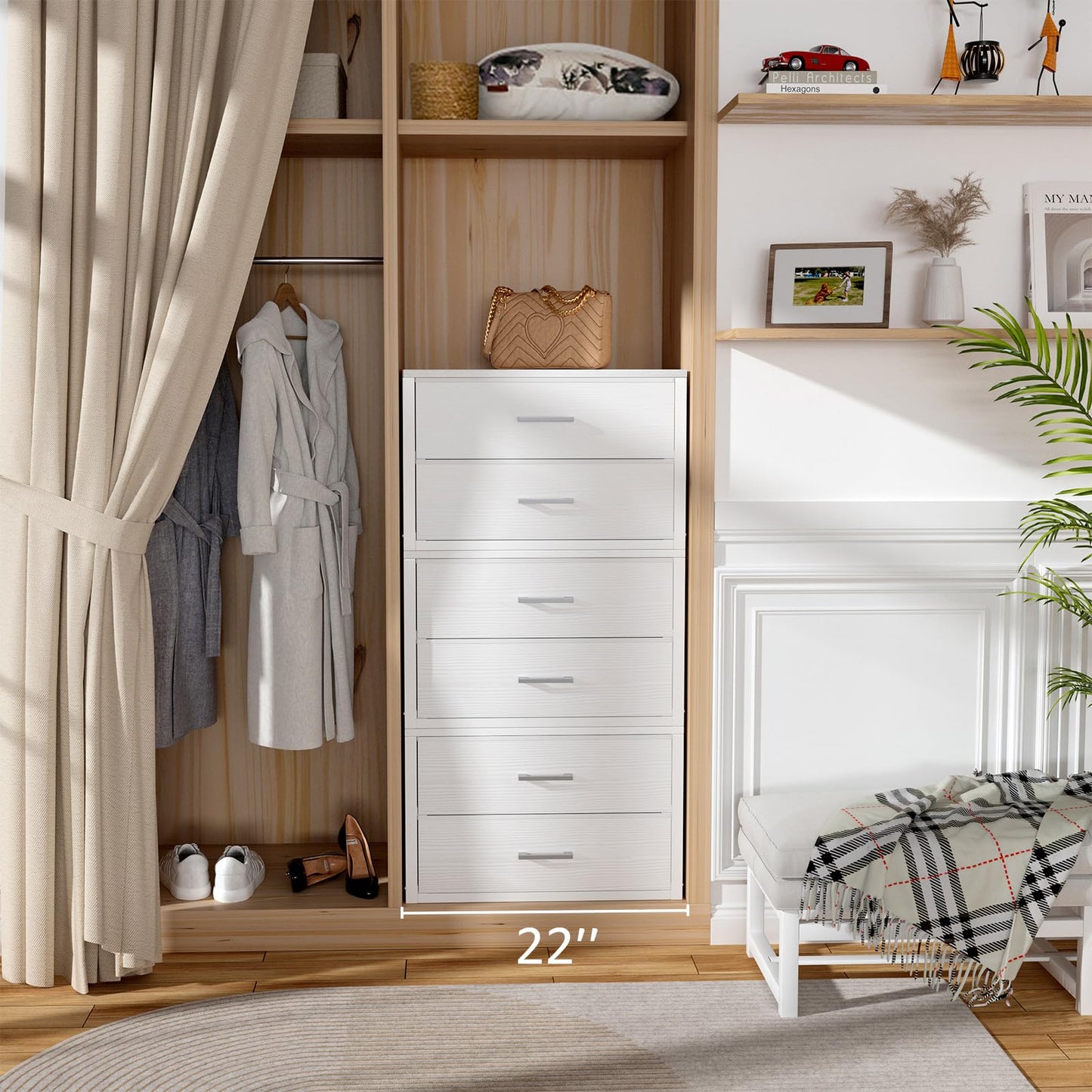 BOLUO Stackable Storage Drawers Closet Organizers and Storage Bins Fabric White 2 Drawer Dresser for Bedroom Office Modern