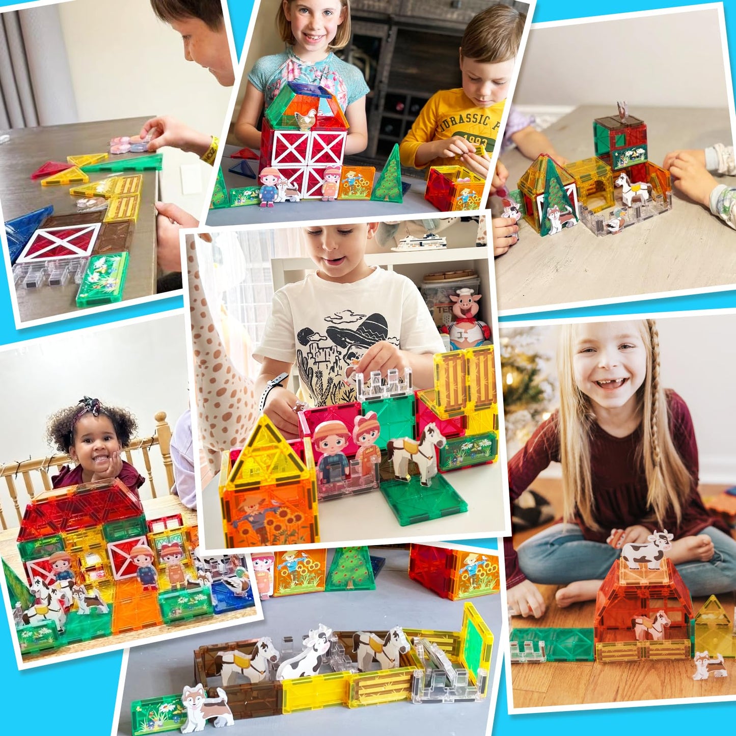 Magnetic Tiles with Farm Animals, Magnetic Blocks Building Toys for 3+ Year Old Toddler, Construction STEM Magnet Toys Gift for Kids, Boys and Girls 3 4 5 6 7 8+ Year Old