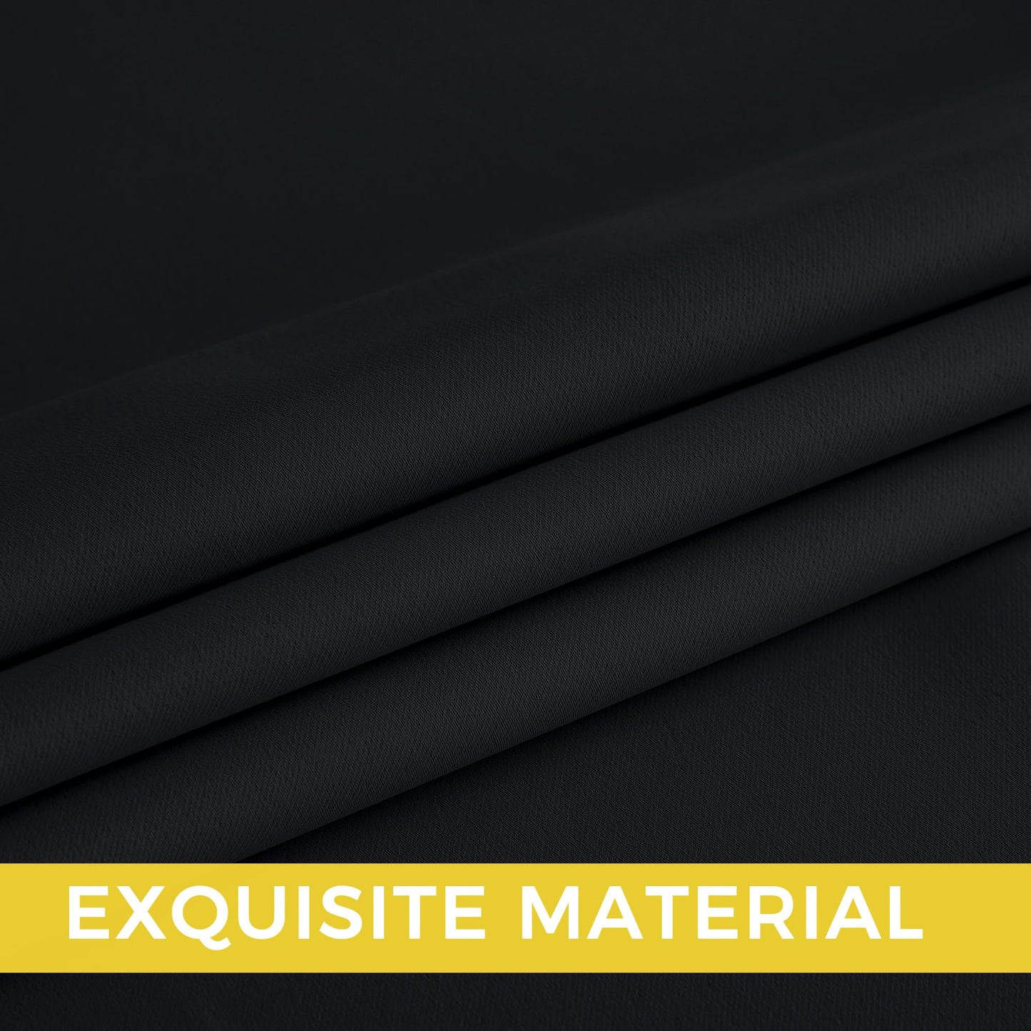 NICETOWN Room Darkening Draperies Curtains Panels, 2 Panels Black W52 x L84