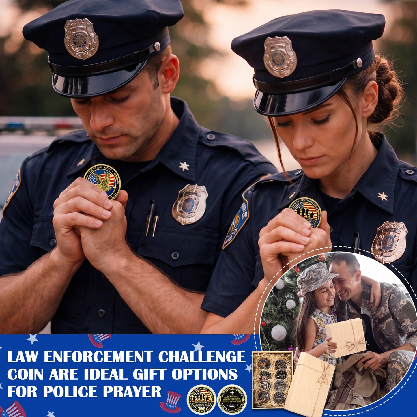 Equsion 32 Pcs Police Challenge Coins Thank You for Your Service Police Gifts Patriotic Collectibles Commemorative Coins for Men Women Veterans Day Independence Favors(Classics)