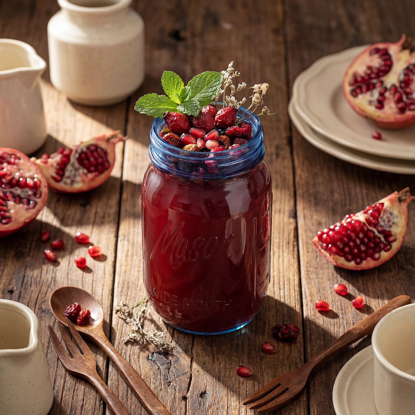 Rubtlamp Blue Mason jar 32 oz, 12 Pack Glass Jars - Wide Mouth Mason Jars with Airtight Lids for Pickling, Fermenting, Food Storage&DIY Crafts, Microwave & Dishwasher Safe