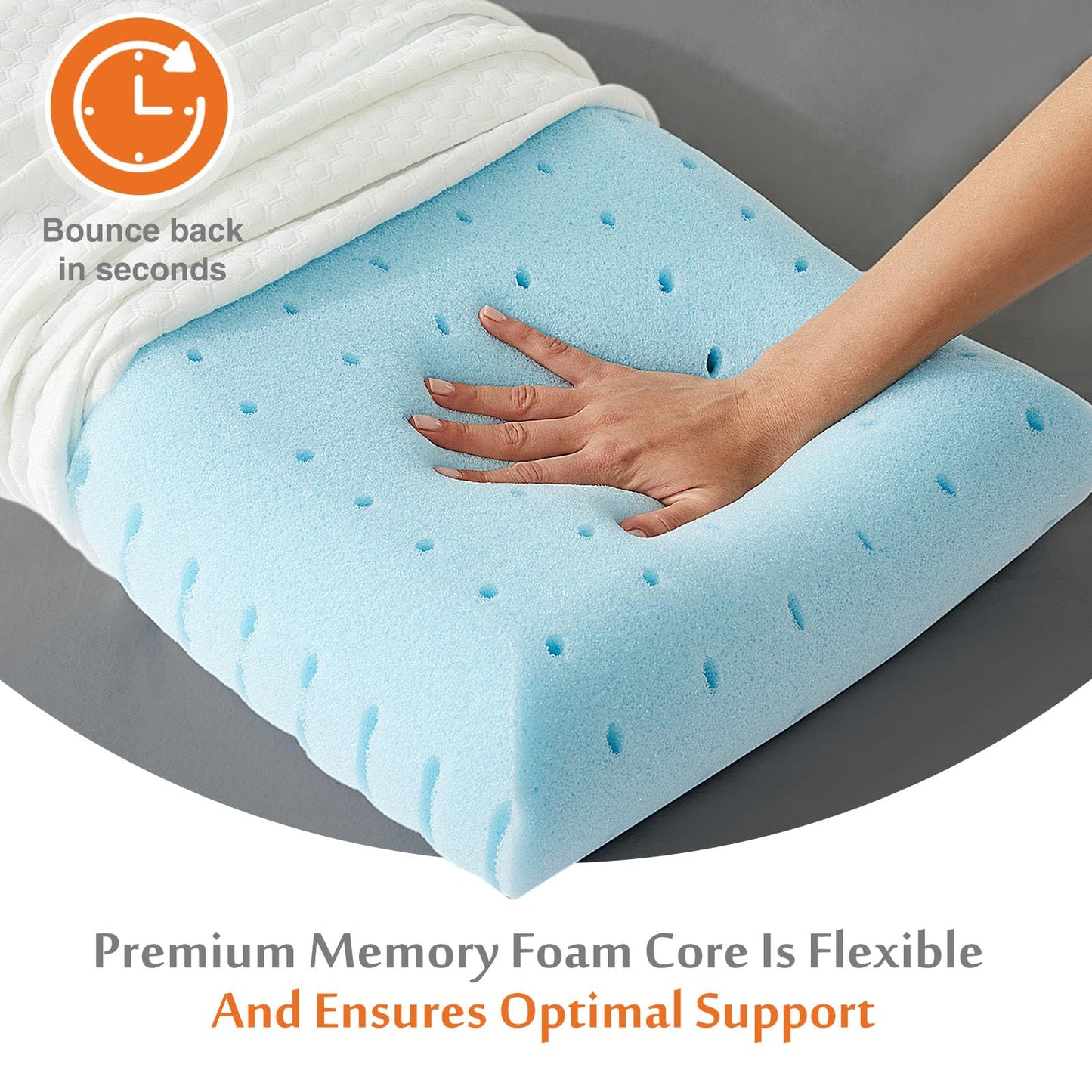 Sweetcrispy Cooling Gel Memory Foam Pillows for Sleeping, Back and Side Sleeper Support, Standard Size-Medium Firm, Bed Pillows for Adults with Washable Cover and Breathable Mesh – 2 Pack, White