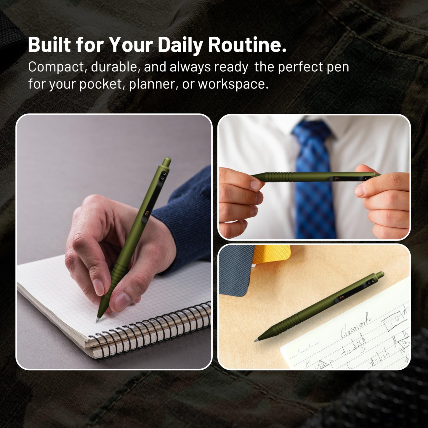 Everyman OD Green Grafton Super Matte Full Click Refillable Gel Pen | Durable EDC Writing Tool with Deep Grip | Smooth 0.7mm Ink Flow for Daily Use, Notes, Journaling, and Office Essentials