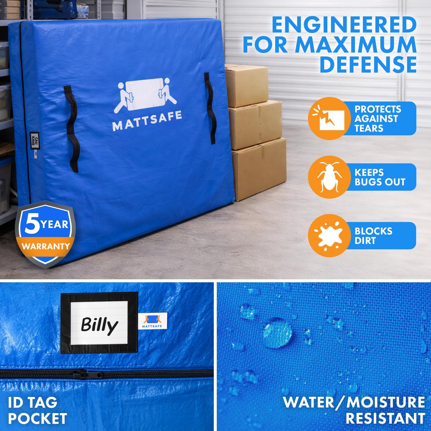 Nordic Elk Mattress Bags for Moving and Storage (Cali King, Cal King) Heavy Duty Moving Supplies, 8 Sturdy Handles, Strong Zipper, Mattress Cover Bed Bags, Storage Cover Essentials Packing Protector