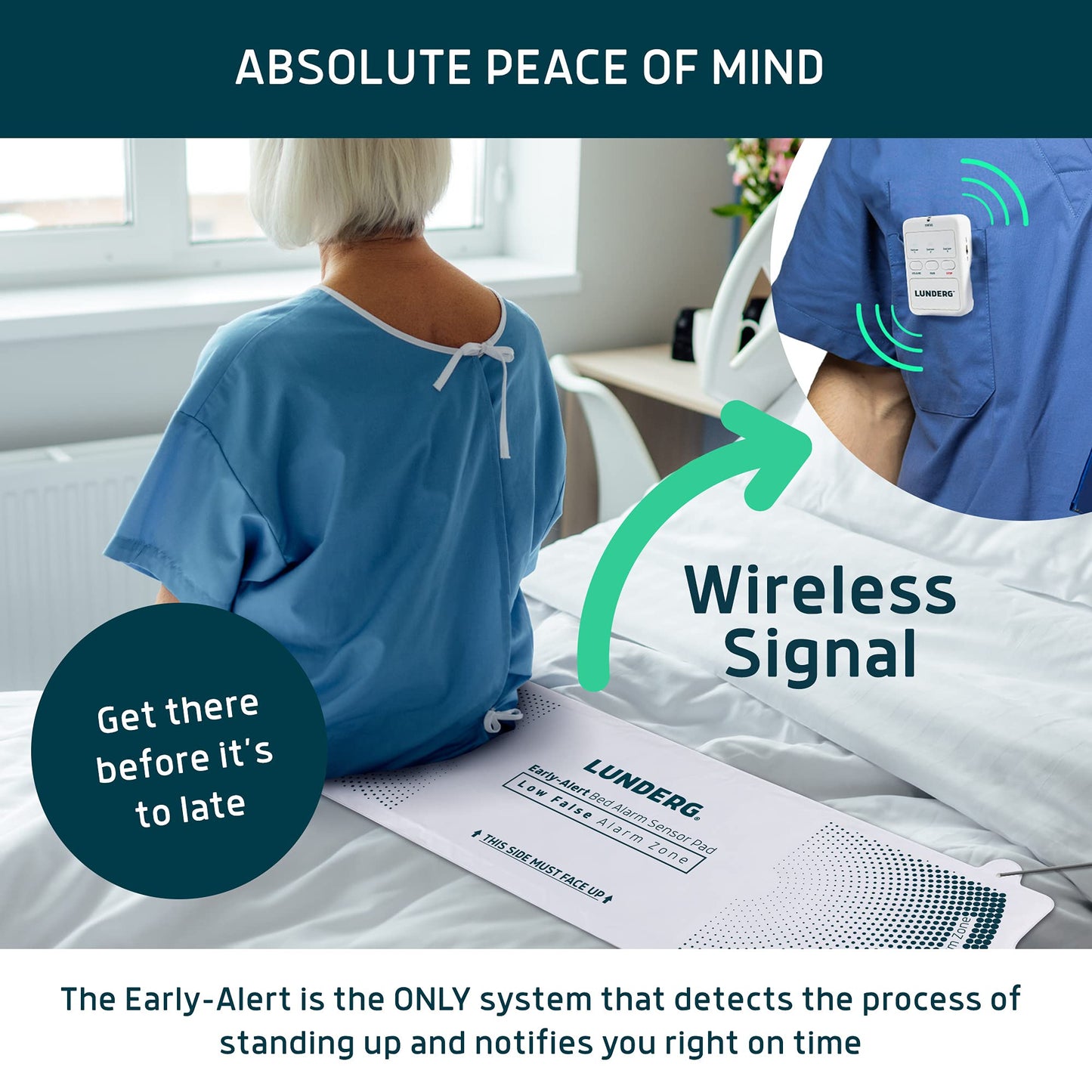 Lunderg Replacement Pager — Sensor Pad NOT Included — Wireless Caregiver Monitor Bed & Chair Alarm Systems — Replace a Broken Pager or Add a Second Pager for Extra Room Coverage