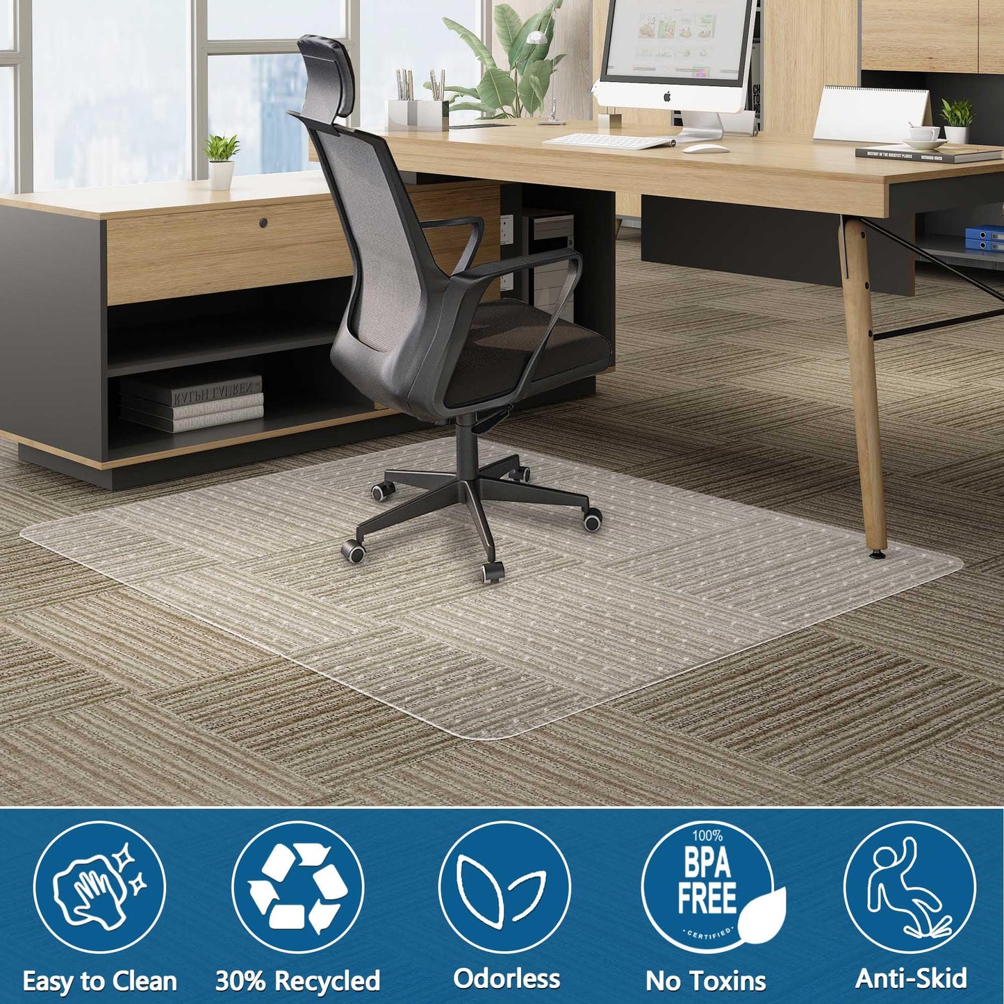 Futurwit Office Chair Mat for Carpet, 36" x 48" Low Pile Carpet Protector Mat for Office Chair, Under Desk Office Mats for Rolling Chairs, Easy Glide, Rectangle