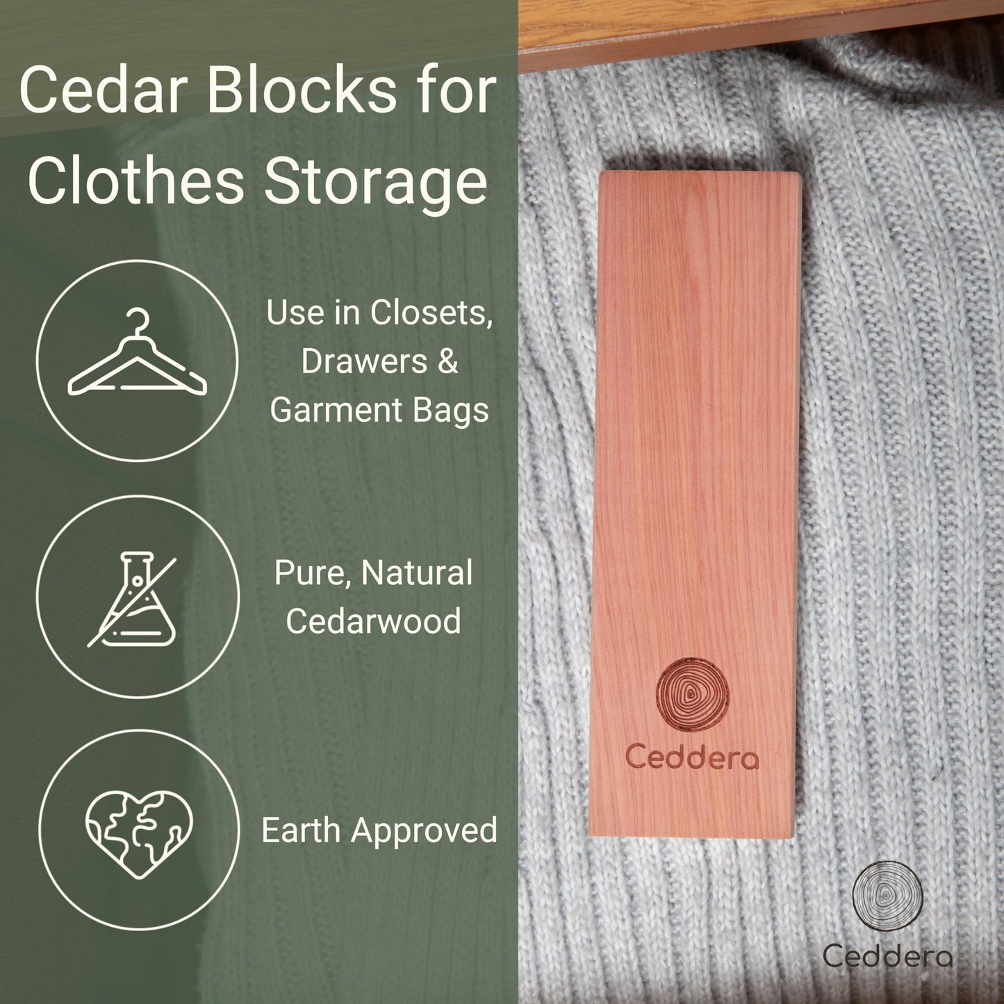 Ceddera Cedar Hang Ups 14 Pack | Natural Cedar Blocks for Clothes Storage | Eco Friendly Cedarwood for Closets | Moth Ball Alternative