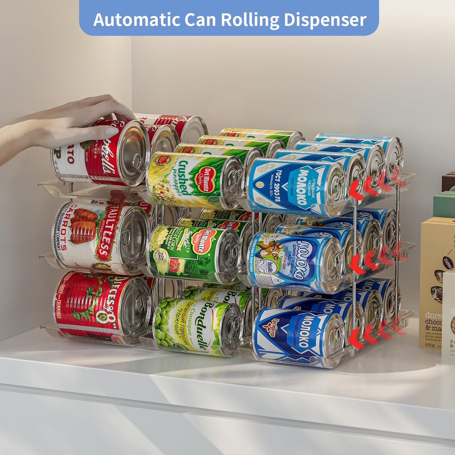 Jsyrjing Can Organizer for Pantry, Modular 3-Tier Can Dispenser, Flexible Combination Design, Clear Extra-Thick Durable Storage Rack for 36 Cans, Stackable for Cabinet, Pantry, Fridge, Countertop