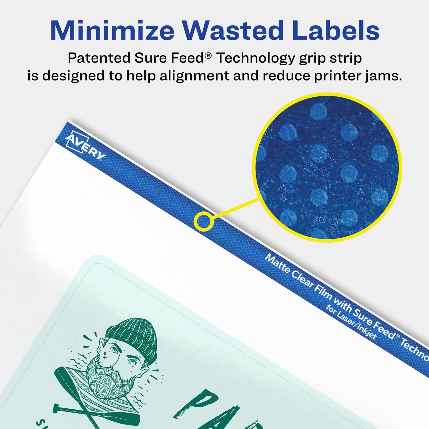 Avery Matte Clear Rectangle Labels, Sure Feed Technology, 4" x 6", 50 Matte Clear Labels, Print-to-The-Edge, Laser/Inkjet Printable