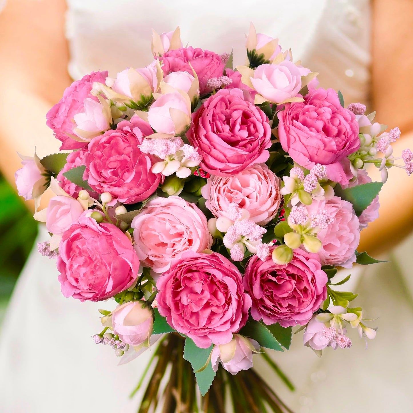 AUMVEYI 6 Pcs Peonies Artificial Flowers Bulk, Blush Pink Silk Peonies Fake Bouquet for Floral Centerpieces, Red Realistic Faux Peony Flower for Flower Arrangements Wedding Decoration vase