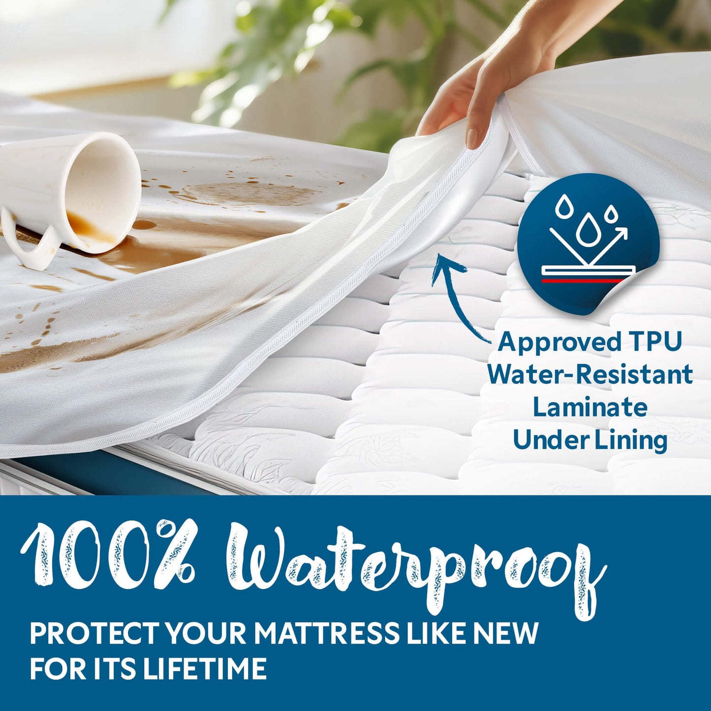Guardmax Queen Mattress Encasement with Zipper, Waterproof, Bed Bug Proof, and Dust Mite Proof Mattress Protector for Queen Size Bed up to 12" Deep, Zippered All Around Jersey Knitted Mattress Cover