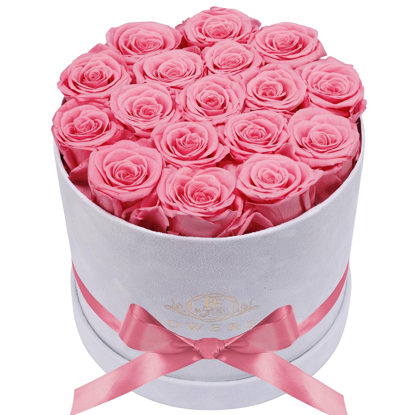 Prifroti 17 Flowers in a Luxury Suede Box, Birthday Gifts for Women, Preserved Flowers, Mothers Day Roses Gift for Mom, Light Pink