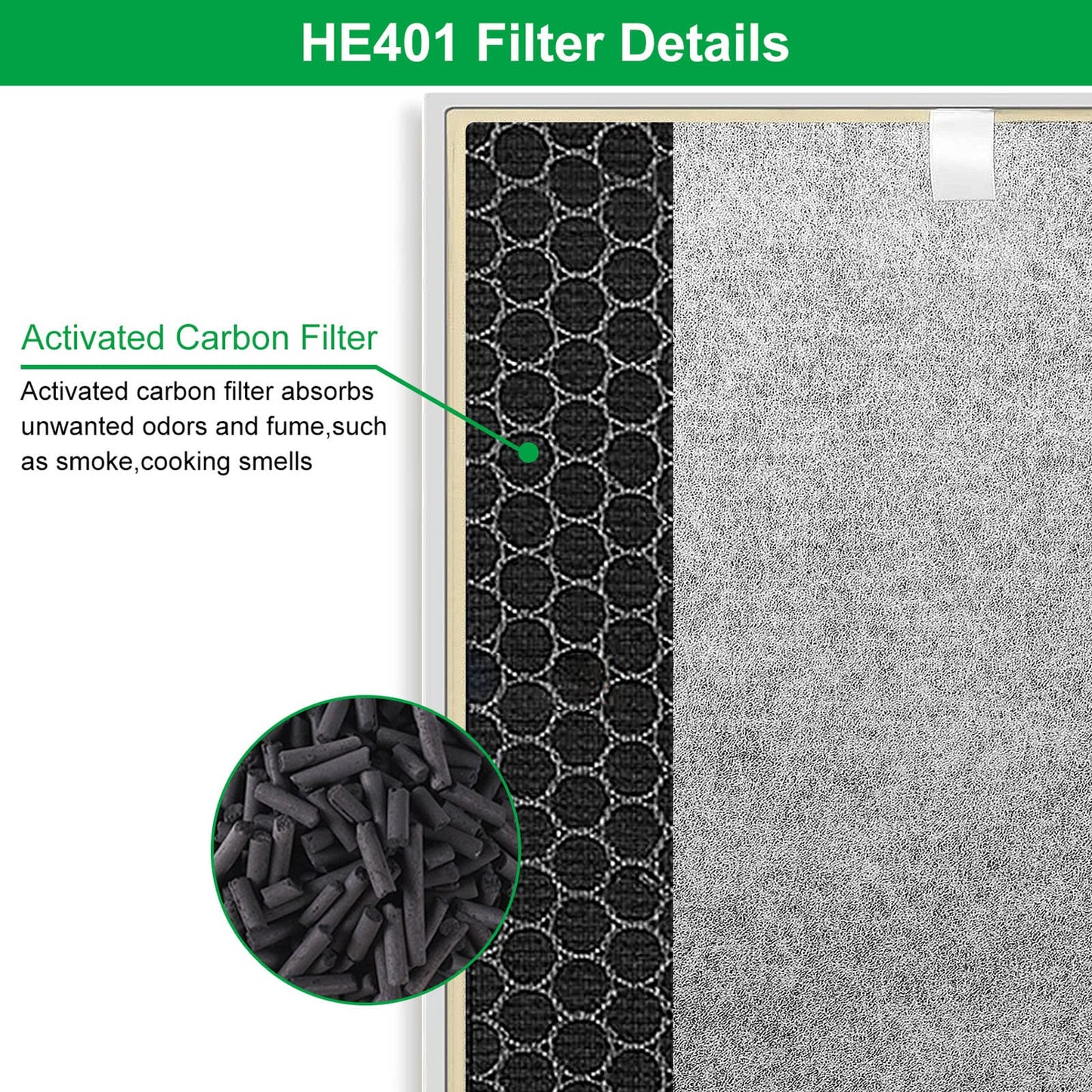 HE401 Filter Replace for Shark Air Purifier 4 Replacement Filter Compatible with Shark 4 HE401 HE402 HE405 HE400