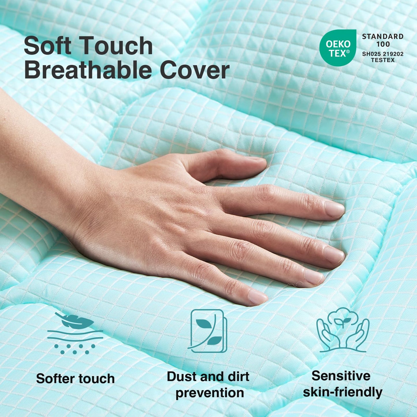 Novilla Cooling Mattress Topper Twin Size, Cooling Factors Infused Mattress Pad for Hot Sleepers, Breathable Mattress Cover with Deep Pocket, Soft Down Alternative Bed Topper for Back Pain Relief