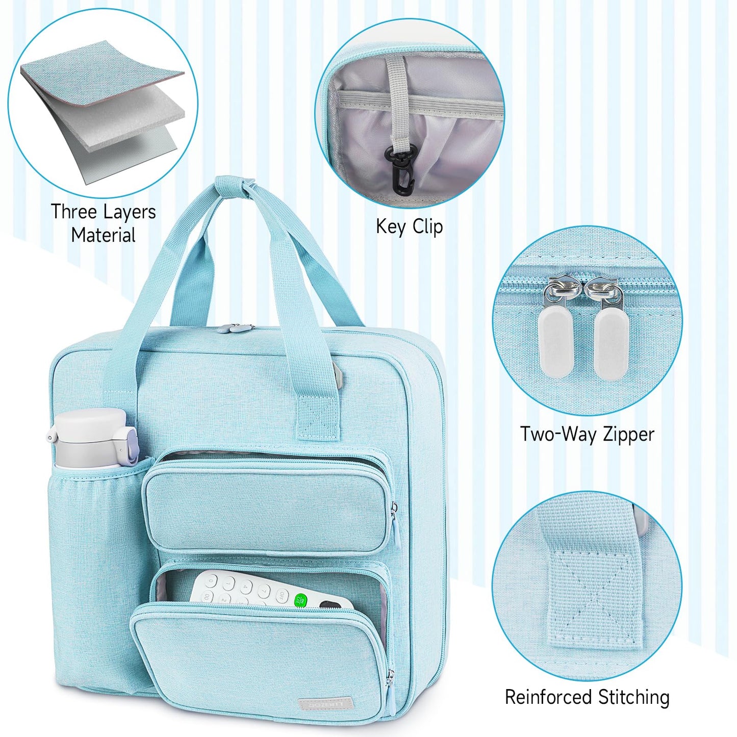 Zipper Binder 3 Ring, 700 Sheets Capacity, Binder 3 Inch with Shoulder Strap Fits 13 Inch Laptop for School and Office,Blue