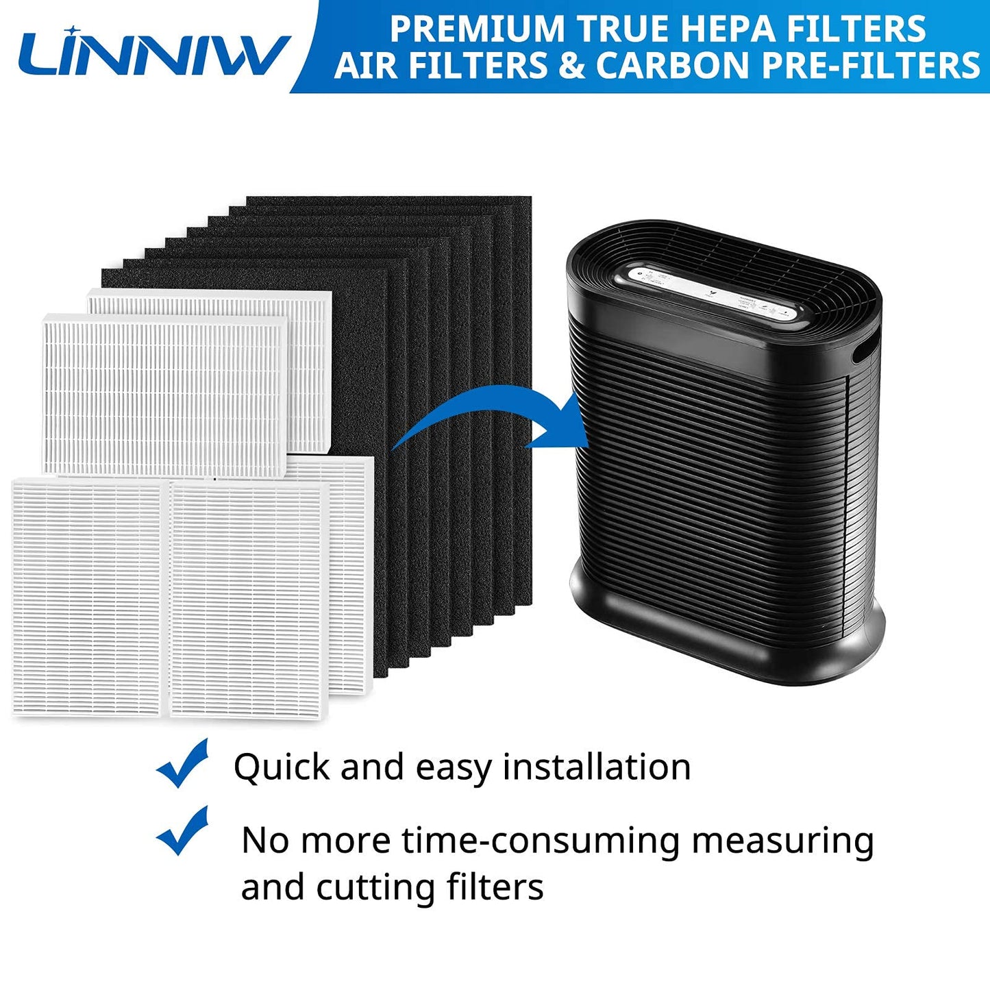 HPA300 Filter R replacement for Honeywell HPA300, HPA200, HPA100, HPA090 Series Air Purifiers, Replace #HRF-R3, HRF-R2, HRF-R1 (6 HEPA Filter R + 8 Activated Carbon Pre-Filter)