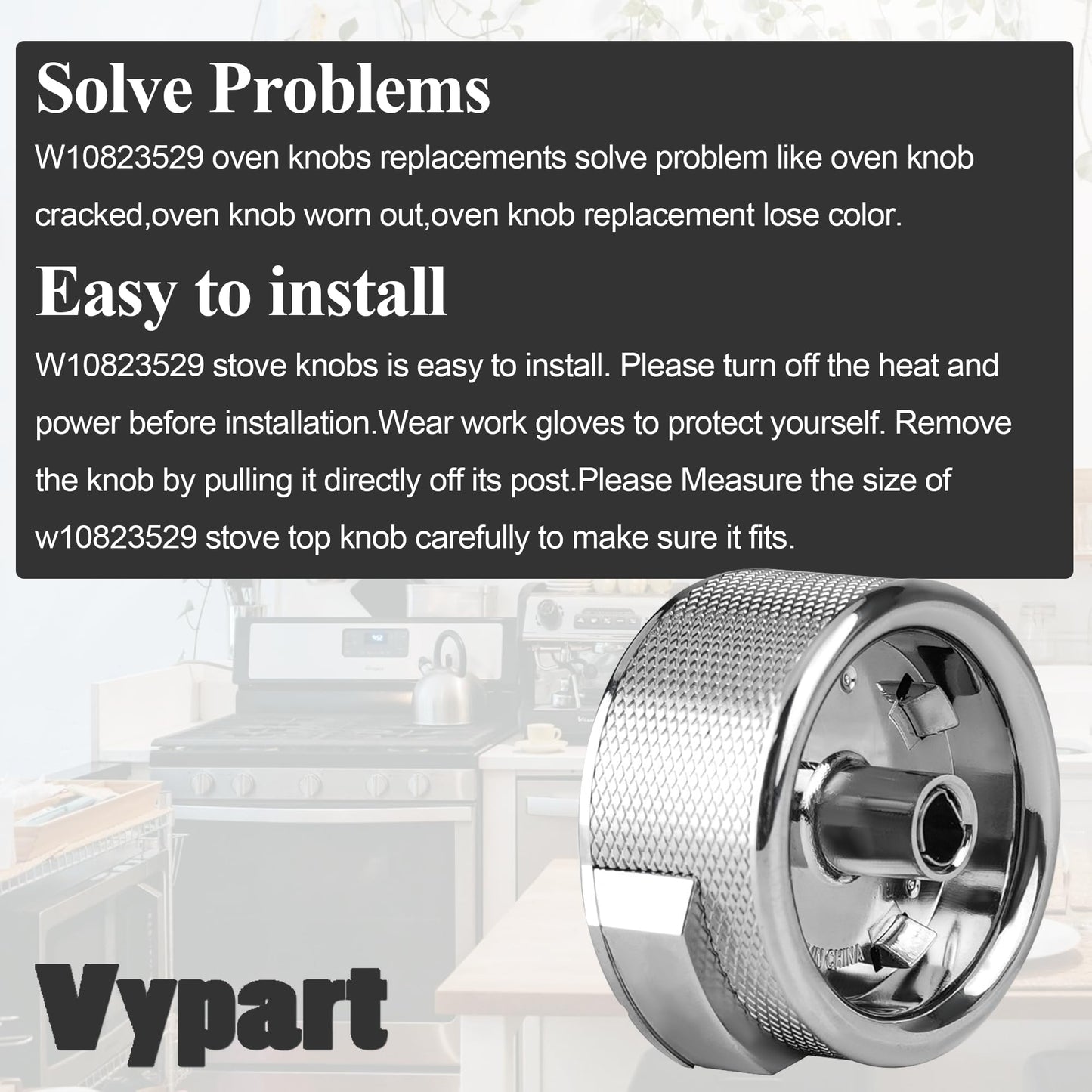 W10823529 Oven Range Control Knob - for Whirlpool KitchenAid Oven Range Stove Knob - Replaces W11156487 AP6285576 EAP12347719 PS12347719 4546228-4 pcs
