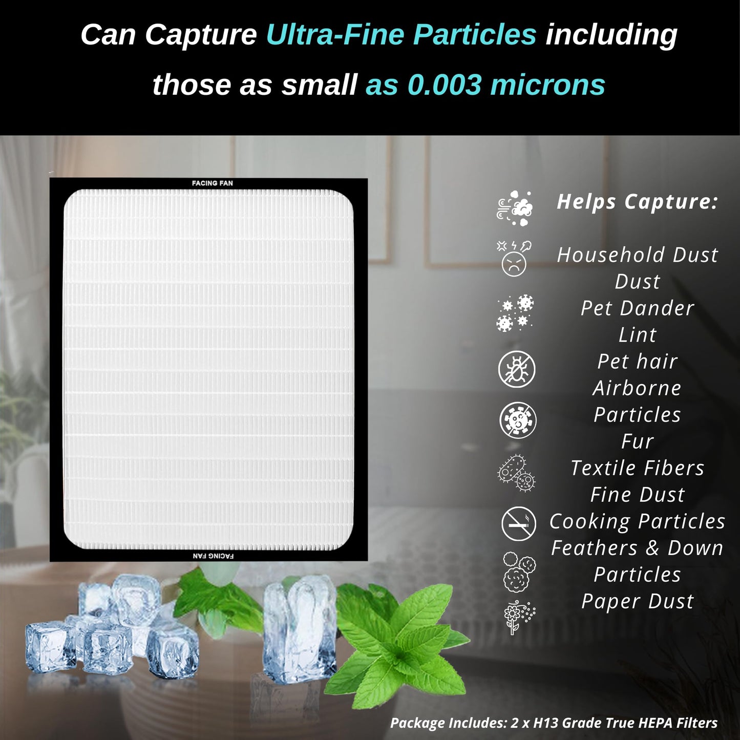 2 Pack Replacement Filters for Blueair 200/300 Series - H13-Grade Particle Filter - Compatible with Classic 200, 201, 203, 205, 210, 215, 250, 270/270E, 280i, 303