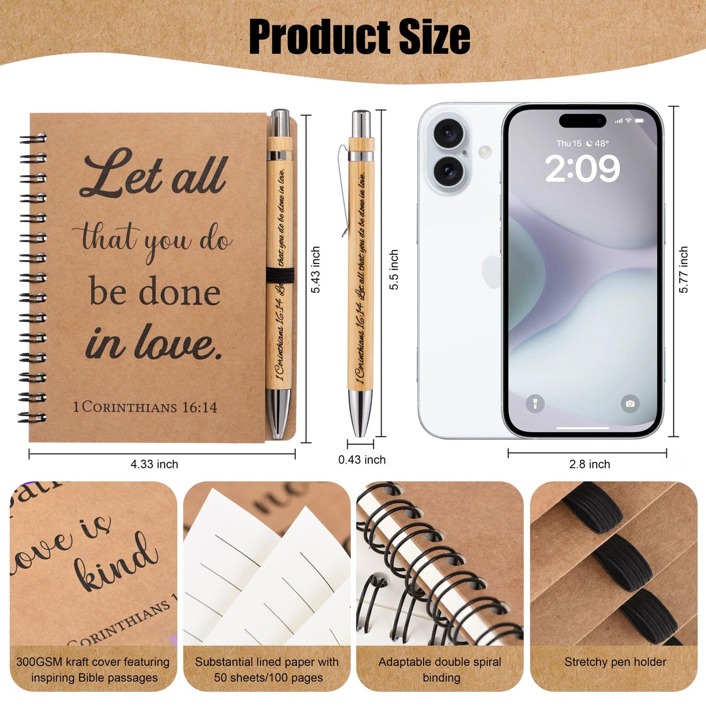 Russel Molly 60 Pcs/30 Set Christian Gifts Spiral Notebooks Bulk Journals with Christian Pens Prayer Journal for Women and Men, Father Day Gifts for Church Members, Bible Study Groups & Religious Families,Small Notepad (4.33" x 5.43")