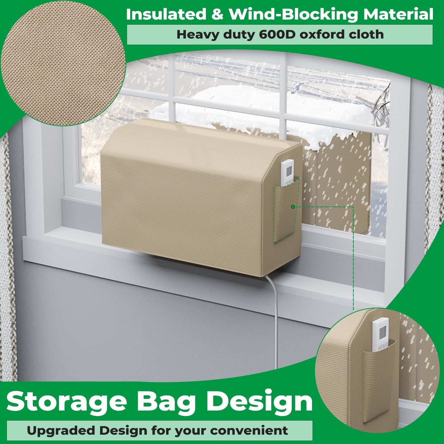 Forestchill 2 Pcs Window Air Conditioner Cover, Compatible with Midea U-shaped Window AC Units, Upgraded Insulated Outdoor & Indoor Window AC Covers Set, Full Coverage and Weatherproof for Winter