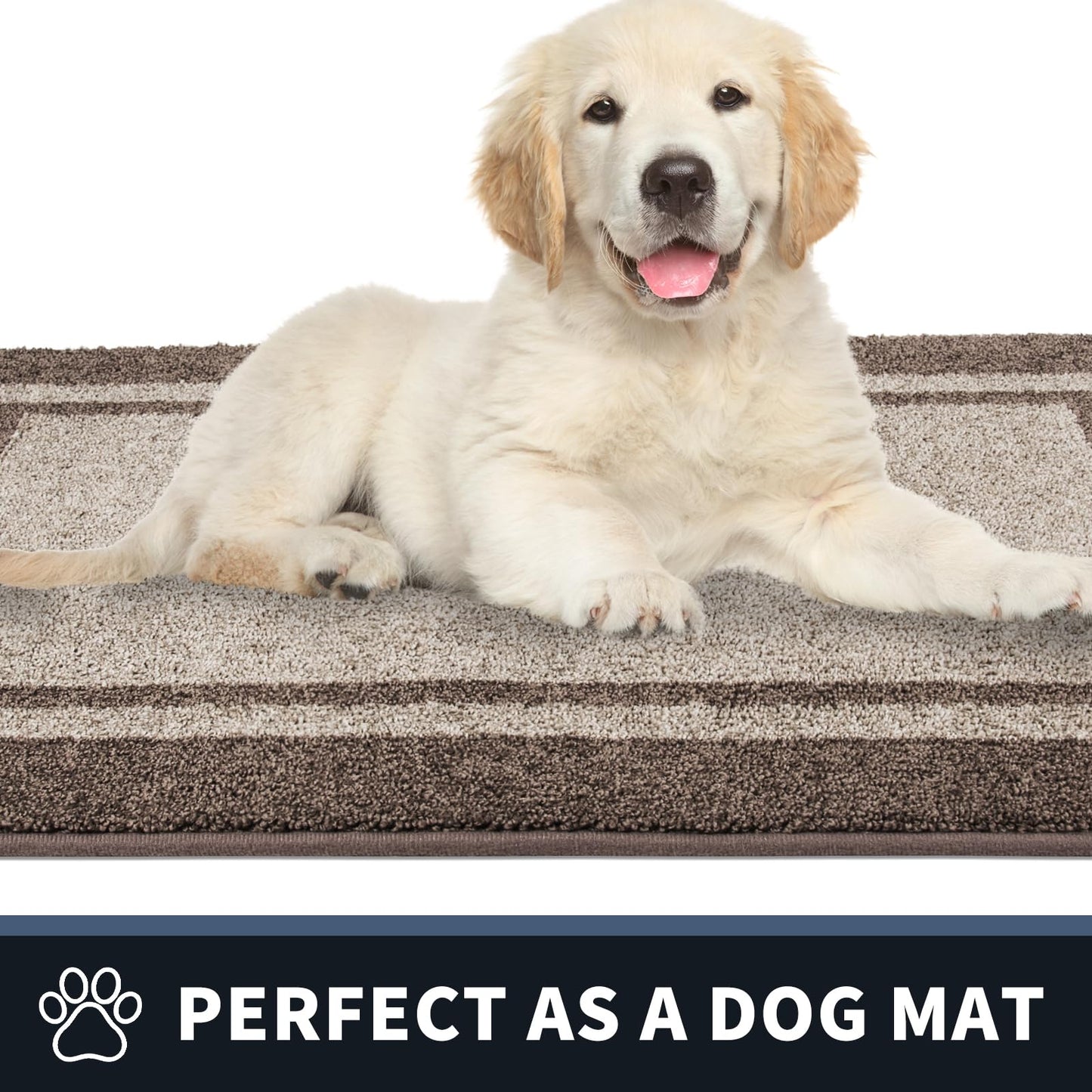 PURRUGS Dirt Trapping Door Mat 32" x 48", Non-Slip Machine Washable Entryway Rug, Entrance Mat, Indoor Front Door Mat, Super Absorbent Entry Rug for Muddy Shoes & Paws, Beige & Grayish Brown