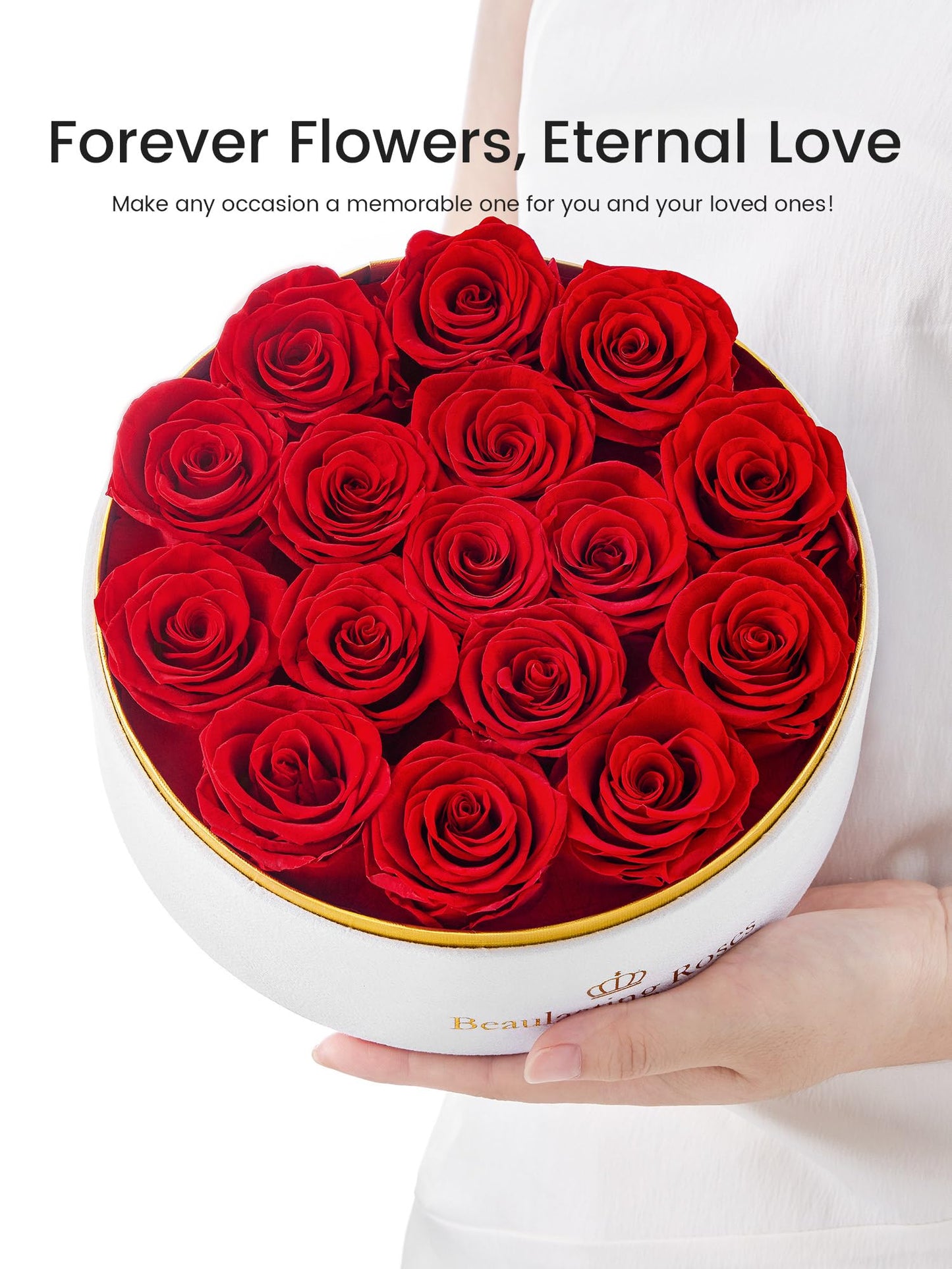 16 Preserved Roses Forever Flowers Real Roses in a Box Mother's Day Birthday Flowers for Her Mom Women Wife Valentine's Day, Red Roses