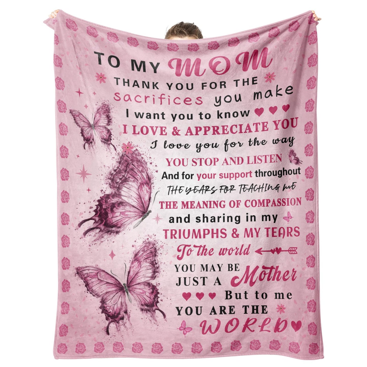 Gifts for Mom, Mom Birthday Gifts, Moms Gift from Daughter Son, to My Mom's Blanket, Soft Flannel Blanket for Mom 60" x 50"