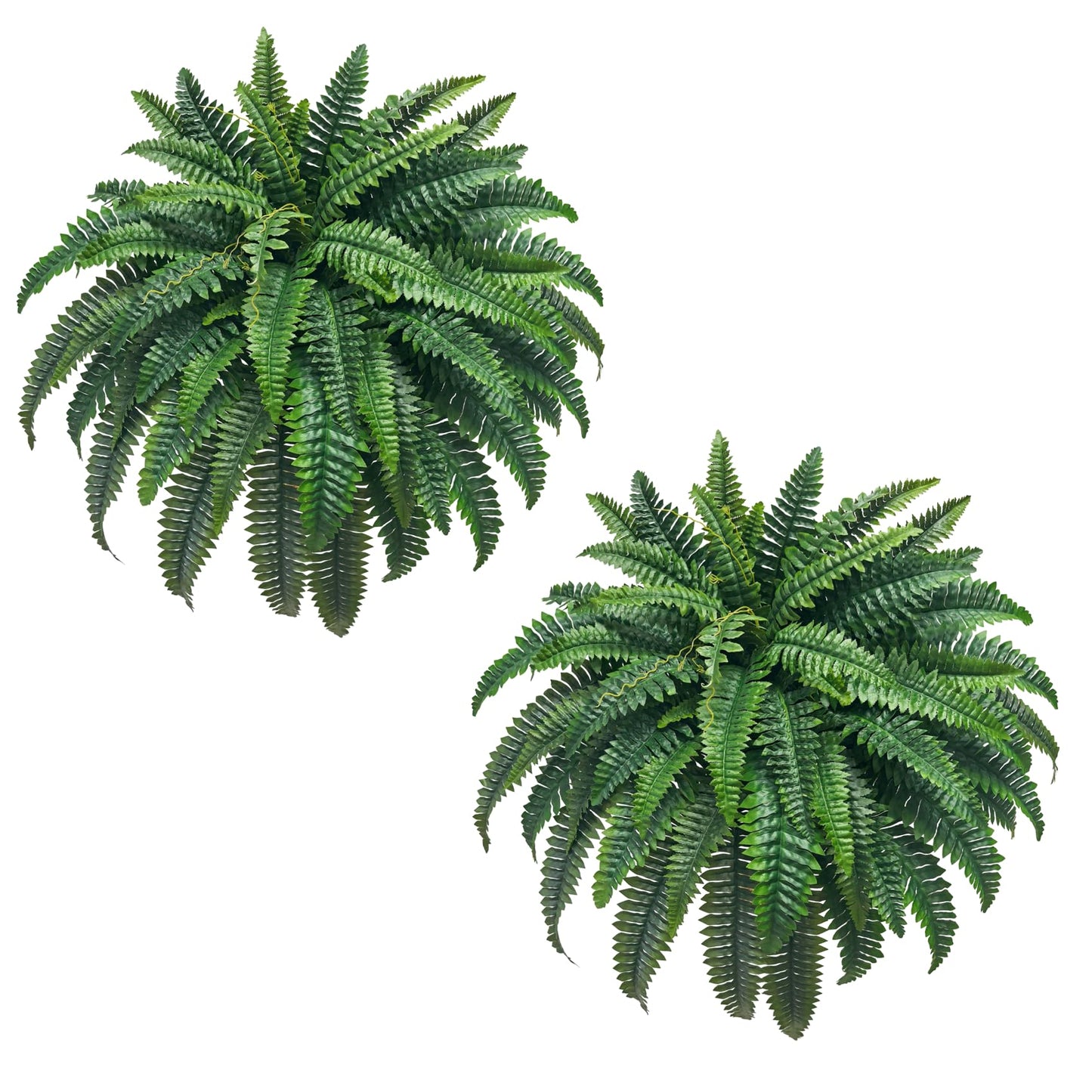 Senjie Artificial Boston Fern 2 Set 48Inch Large Fake Ferns for Outdoors Faux Plant with 55 Fronds for Home Living Room Office Decor