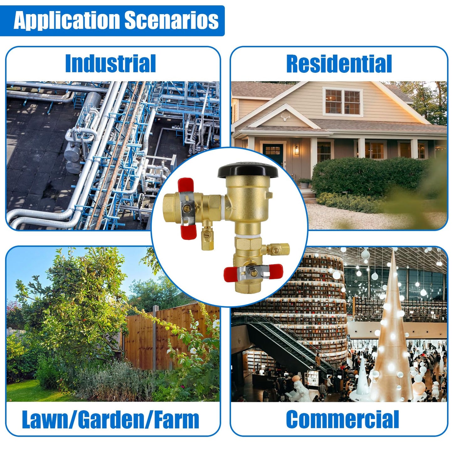 1" 720A 1-720A Pressure Vacuum Breaker Assembly,Brass Irrigation Backflow Preventer Valve for Lawn Irrigation System, Garden Sprinkler, Outdoor Water Line, Anti-Siphon Protection MAX 400PSI