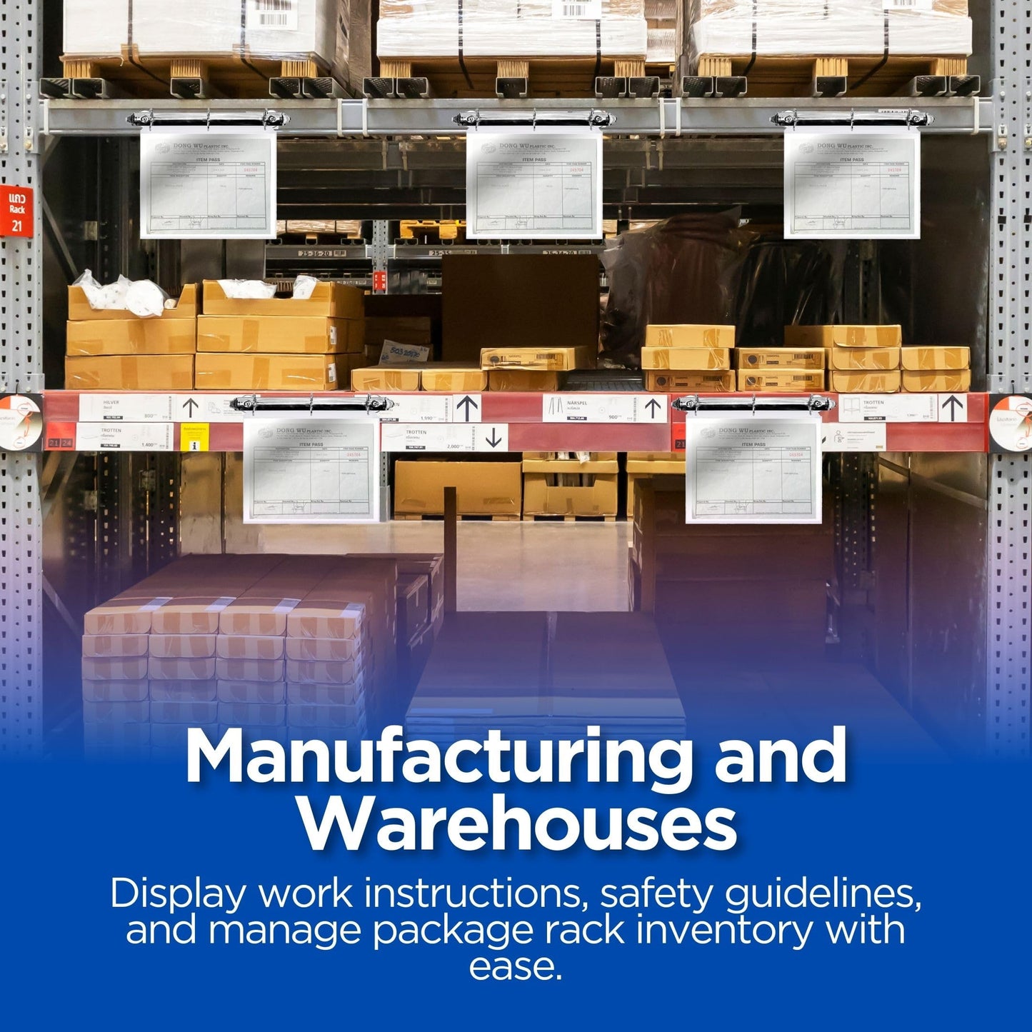 Magnetic 3 Ring Binder Locking Mechanism – 10 Pack – for Hanging 8.5 x 11 Inch Sheets of Paper – 3 Rings – 1 Inch D Shaped Rings – 5S Visual Aid - 50 Sheet Protectors Included