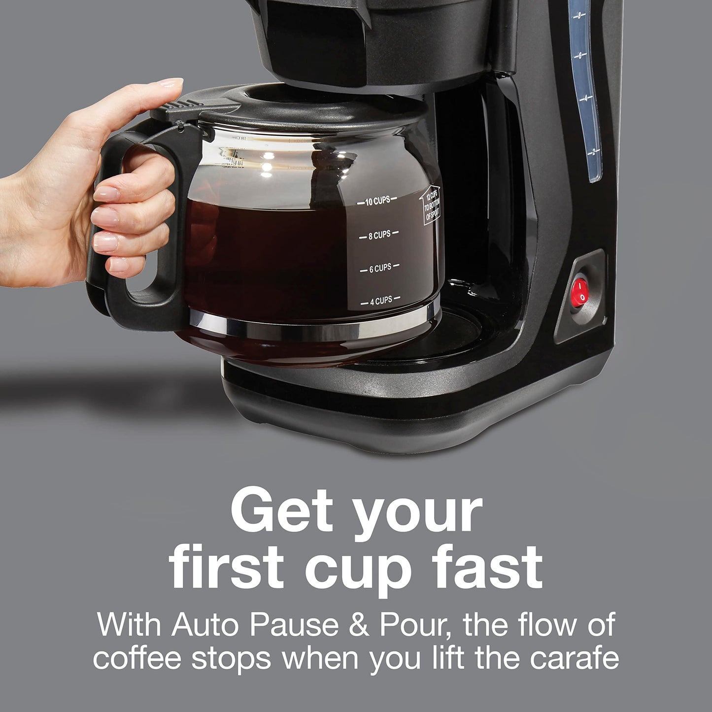 Proctor Silex FrontFill Drip Coffee Maker, 12 Cup Glass Carafe, Black and Silver (43680PS)