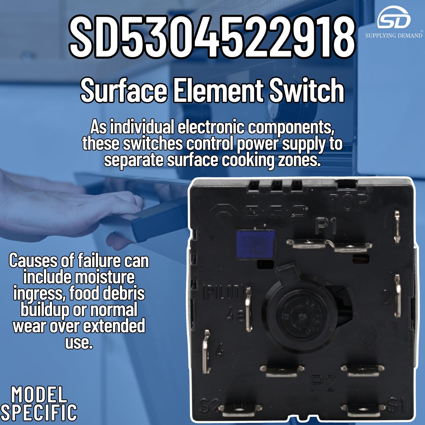 Supplying Demand 5304522918 Range Surface Element Infinite Control Switch - Replaces AP6983743, PS12746358